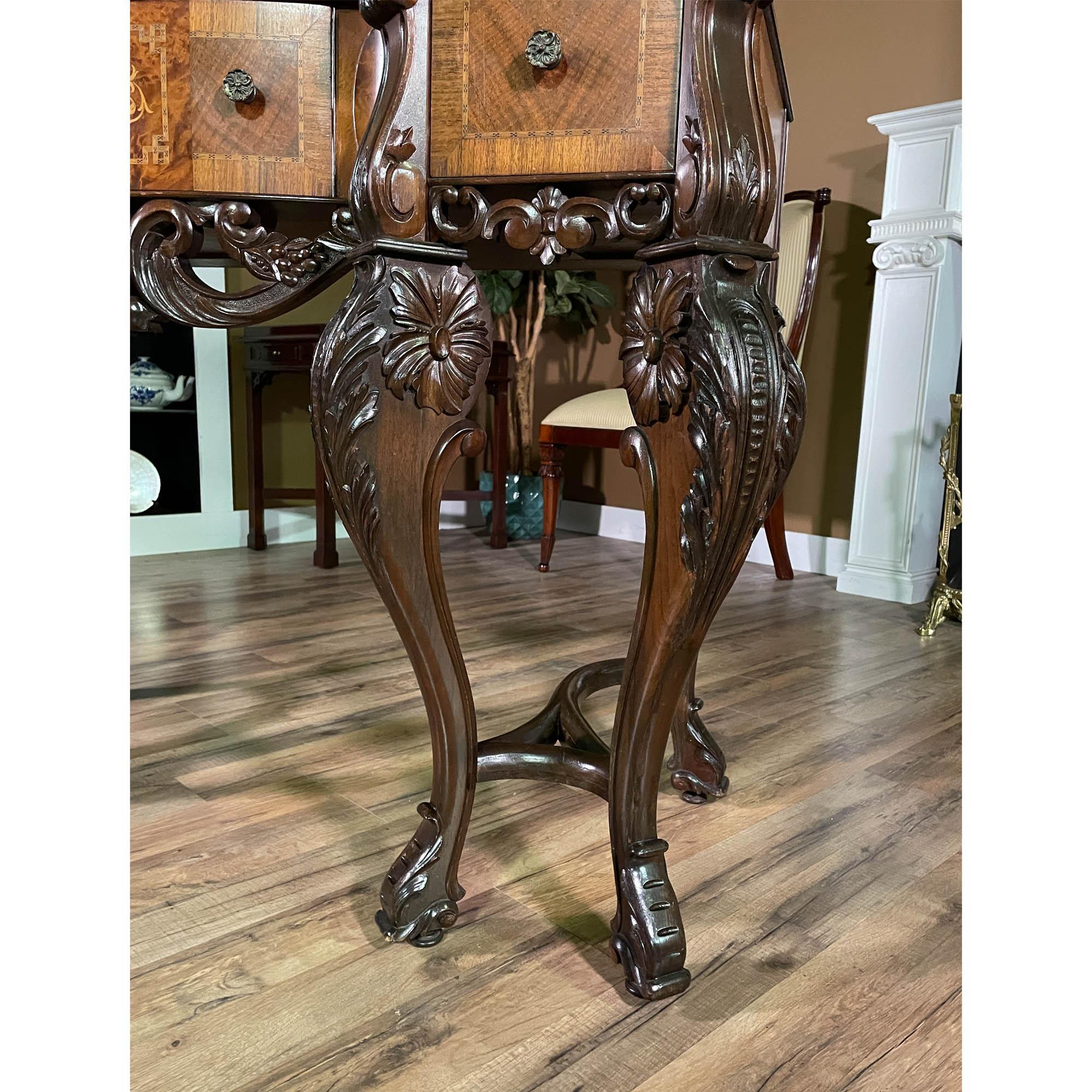 Antique Walnut Inlaid China Cabinet For Sale 6