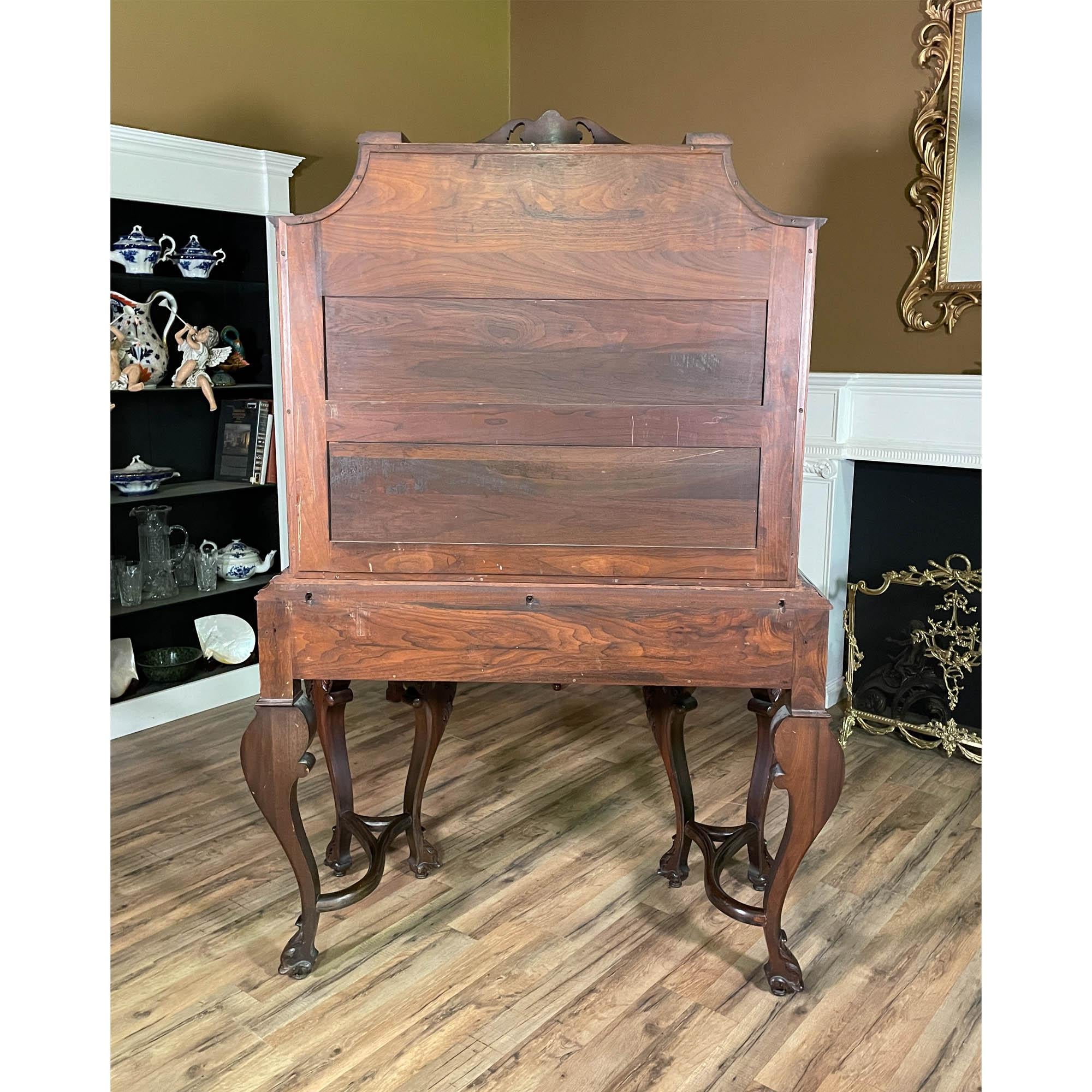 Antique Walnut Inlaid China Cabinet For Sale 9