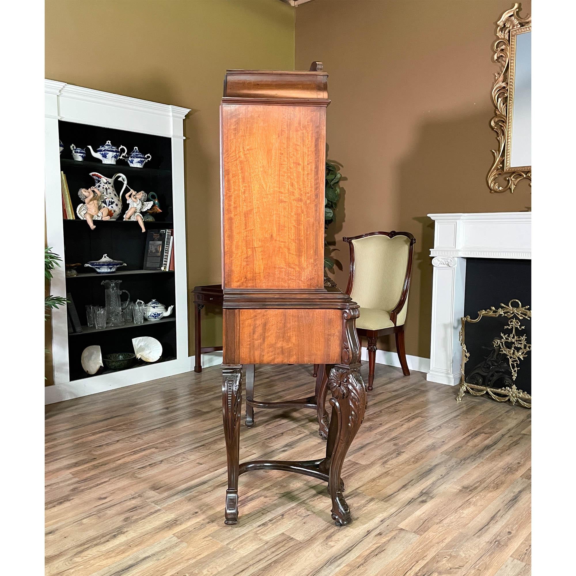 Antique Walnut Inlaid China Cabinet For Sale 11
