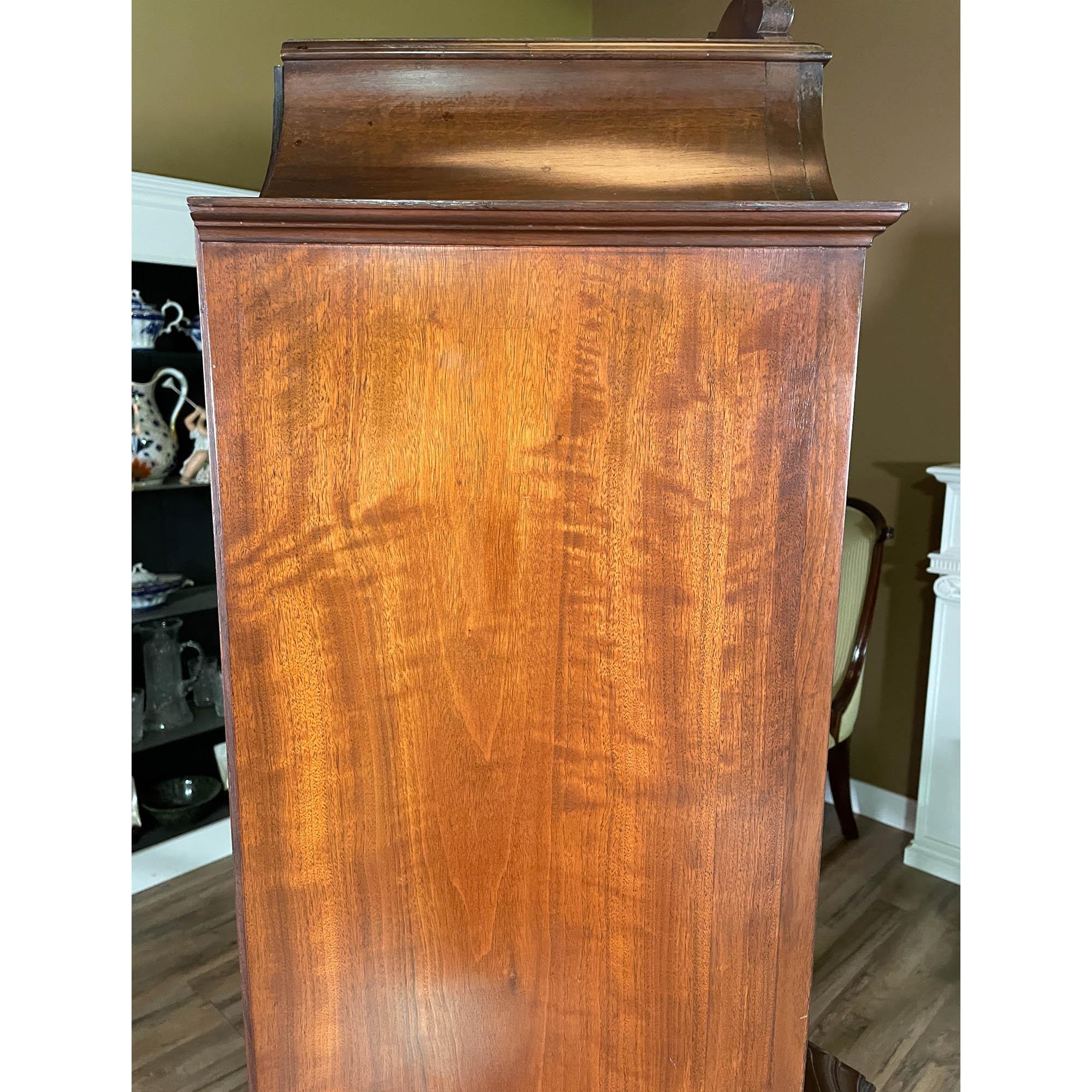 Antique Walnut Inlaid China Cabinet For Sale 14