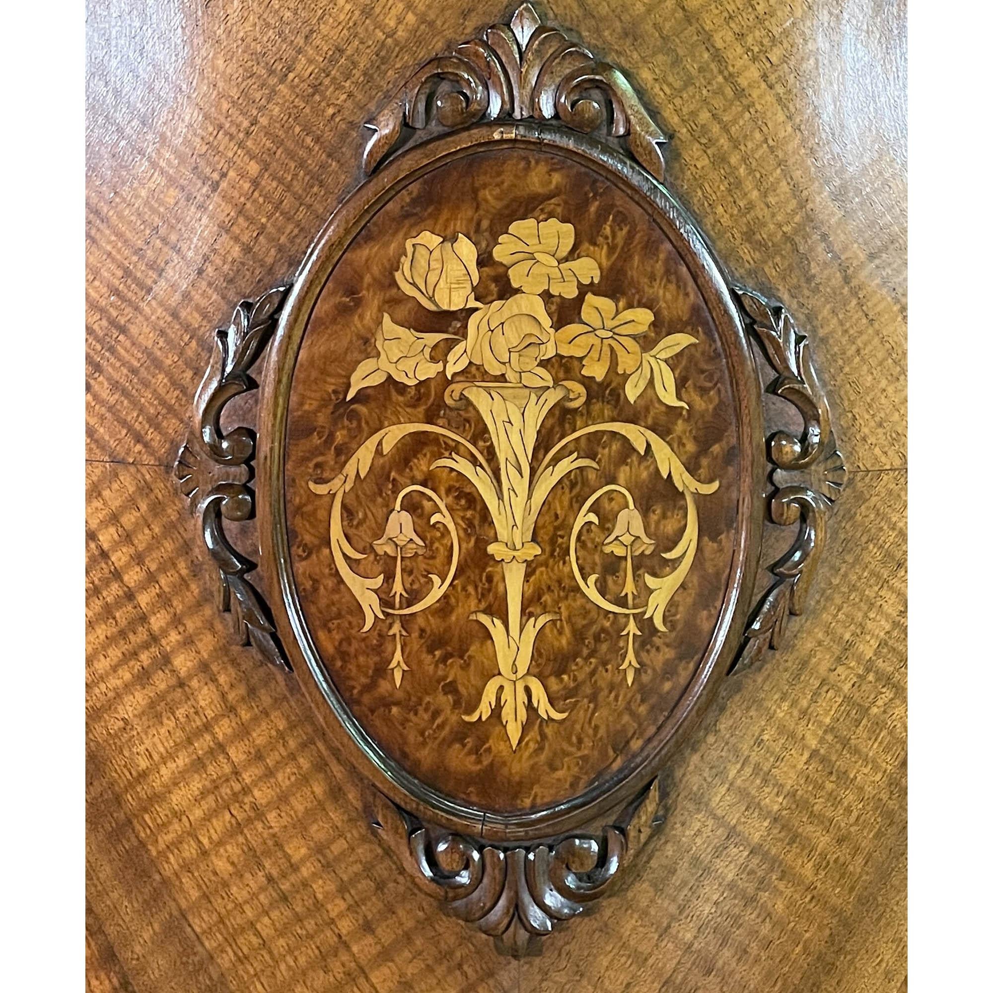 Antique Walnut Inlaid China Cabinet For Sale 2