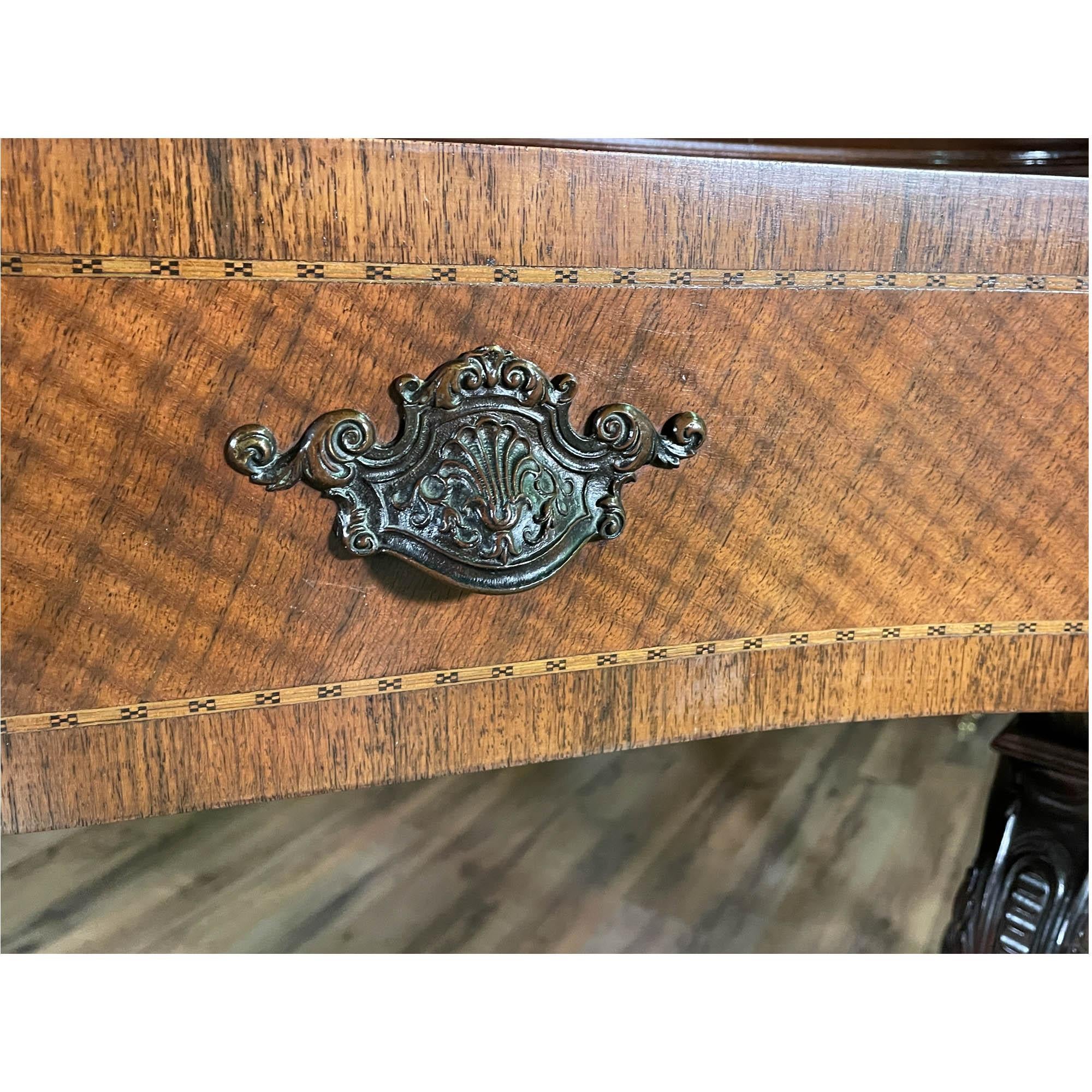 Antique Walnut Inlaid Sideboard For Sale 7