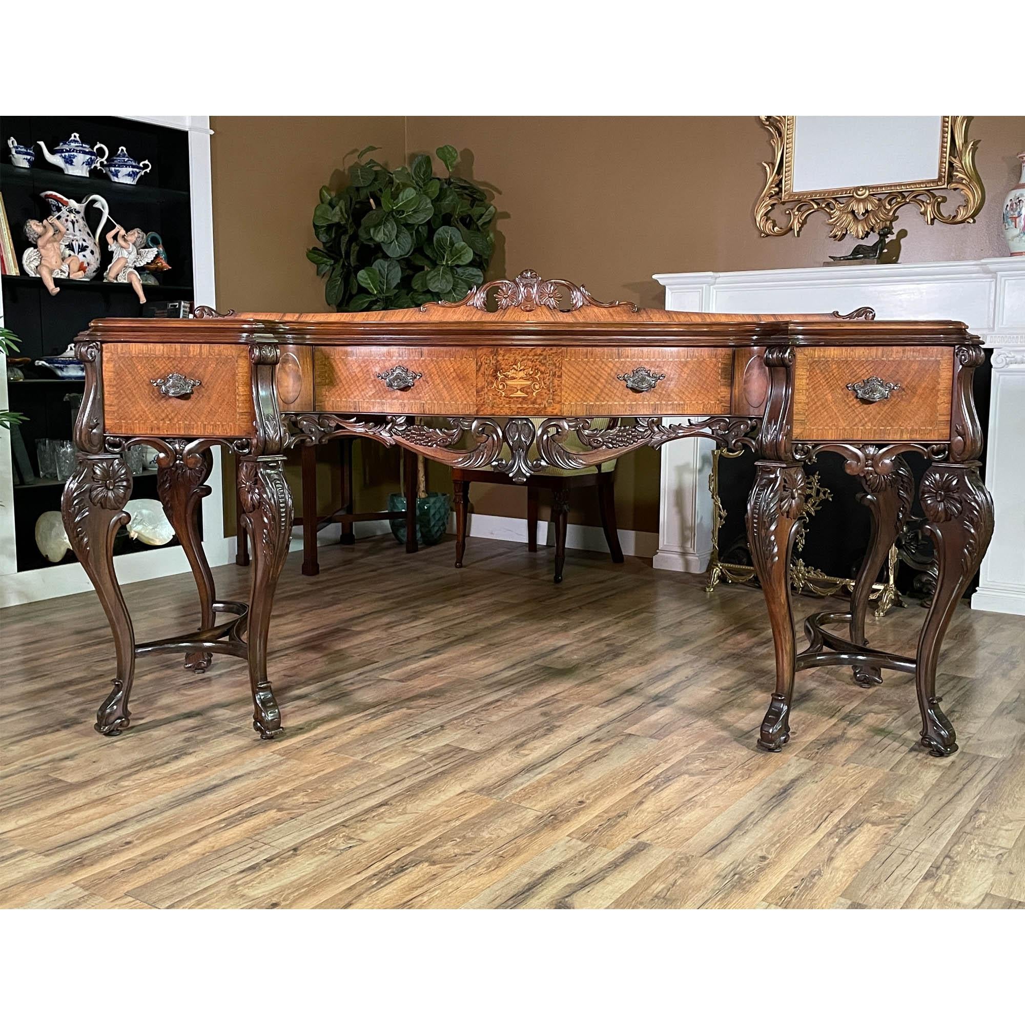 Antique Walnut Inlaid Sideboard In Good Condition For Sale In Annville, PA