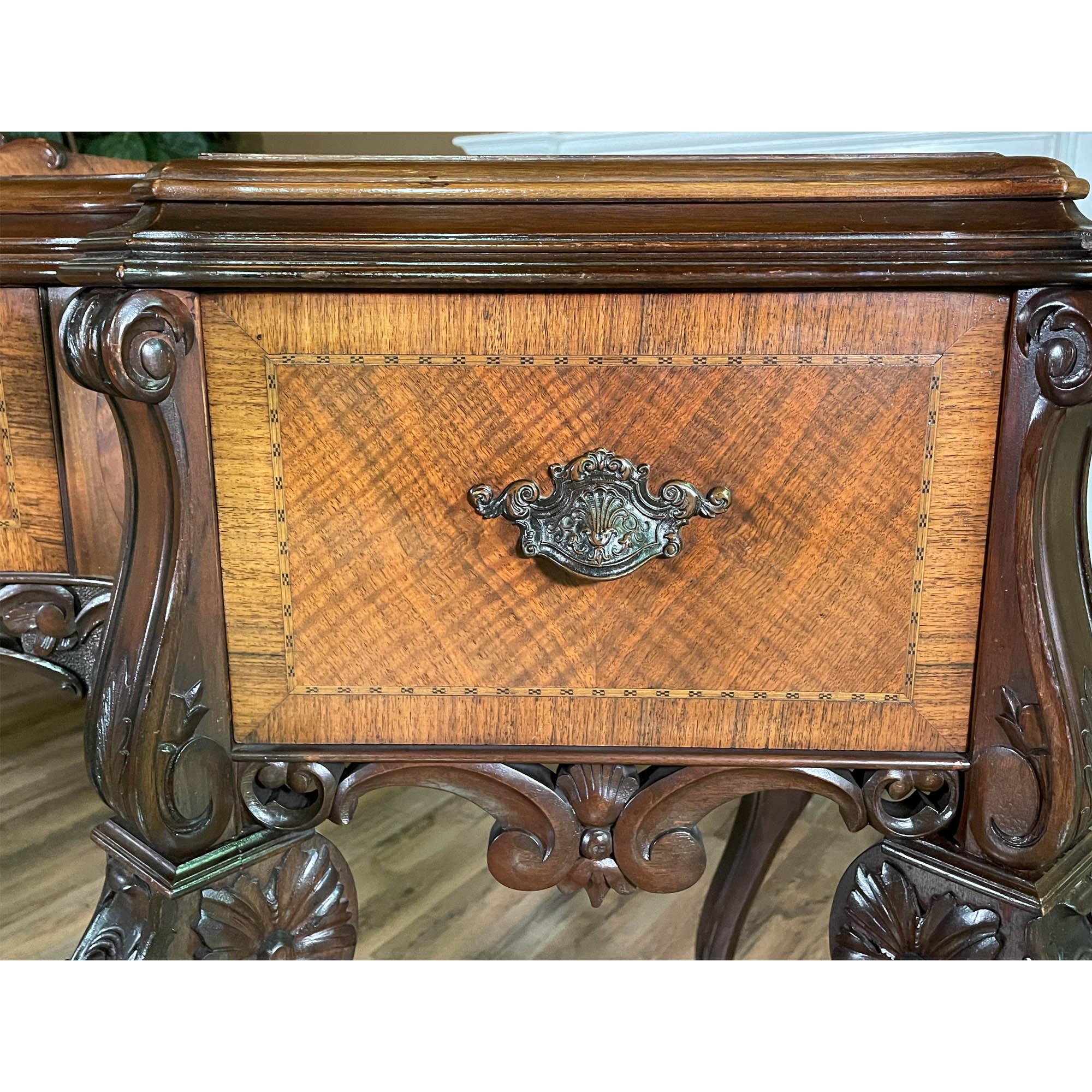 Antique Walnut Inlaid Sideboard For Sale 1