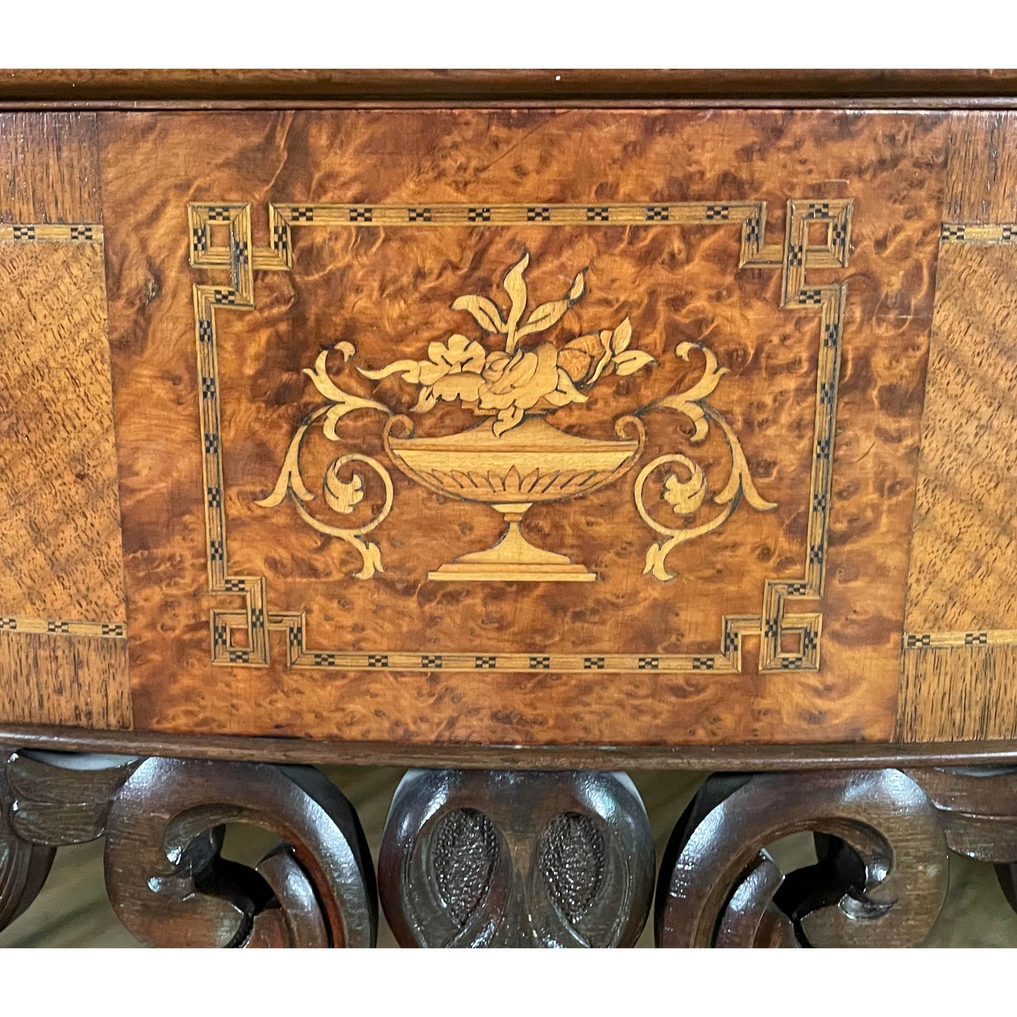 Antique Walnut Inlaid Sideboard For Sale 2
