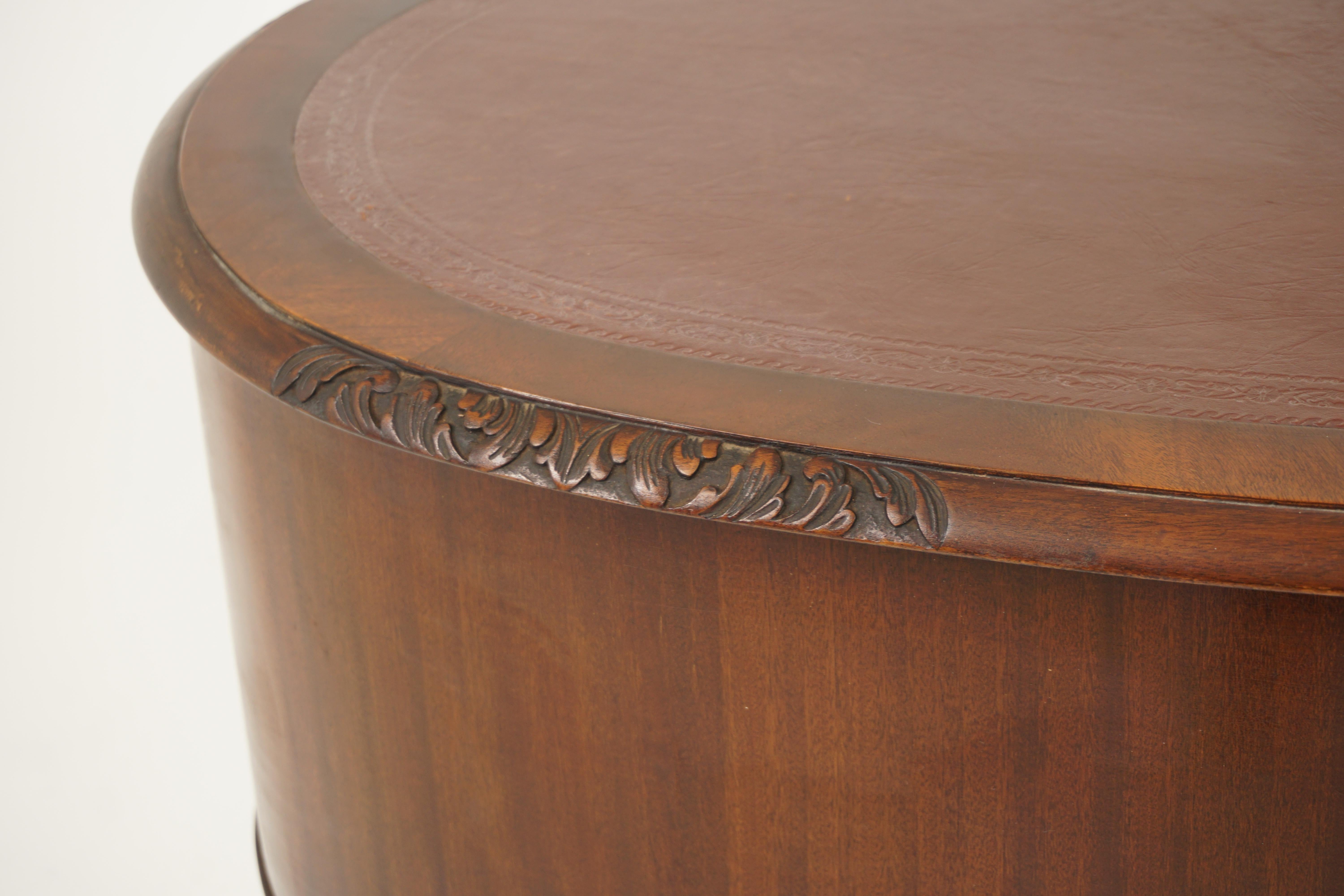 Antique Walnut Kidney Shaped Desk, Writing Table, Scotland 1920, H949 3