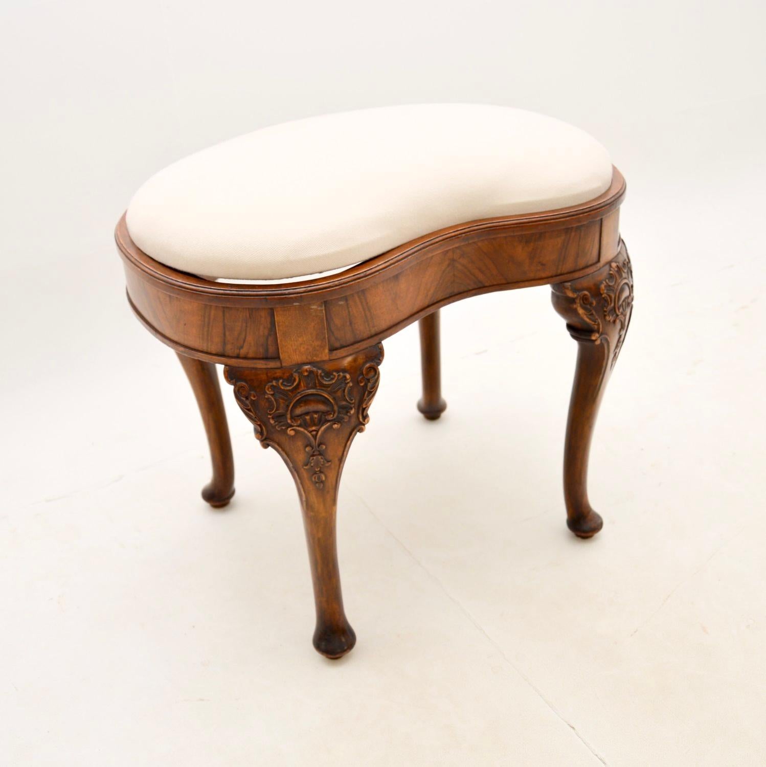 Antique Walnut Kidney Shaped Dressing Table and Stool 4