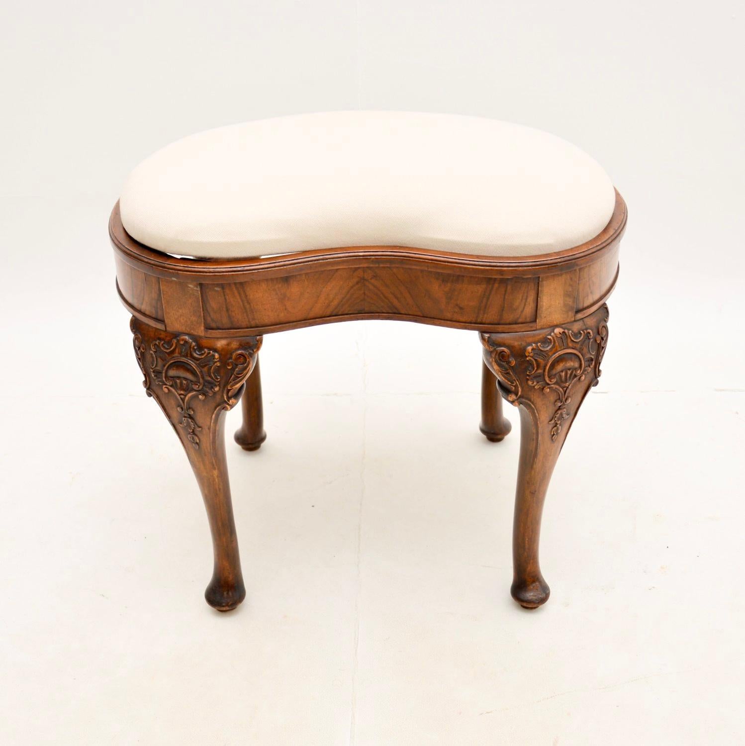 Antique Walnut Kidney Shaped Dressing Table and Stool 5