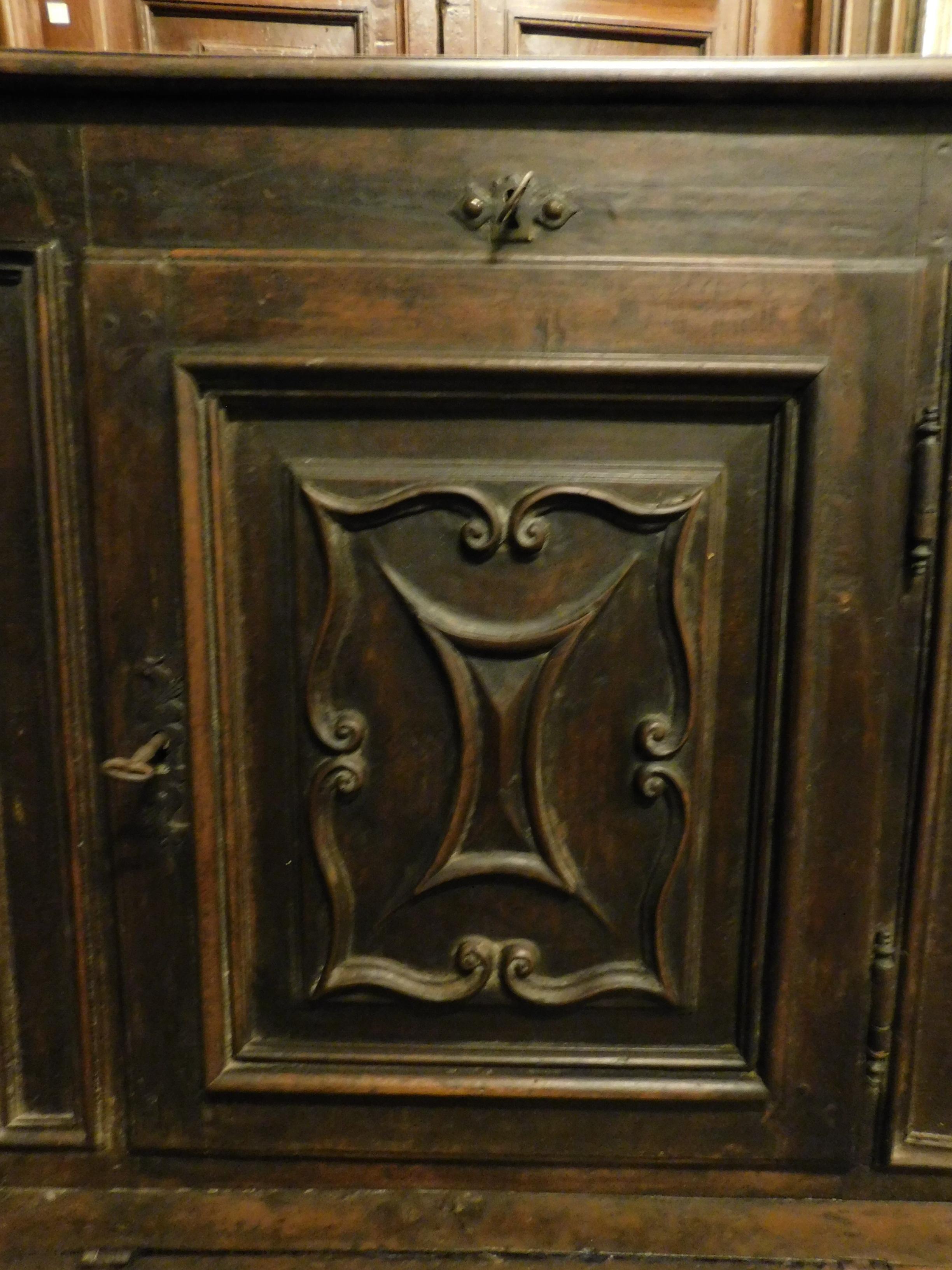 18th Century and Earlier Antique Walnut Kneeler Pray-God Cabinet, 17th Century, Italy