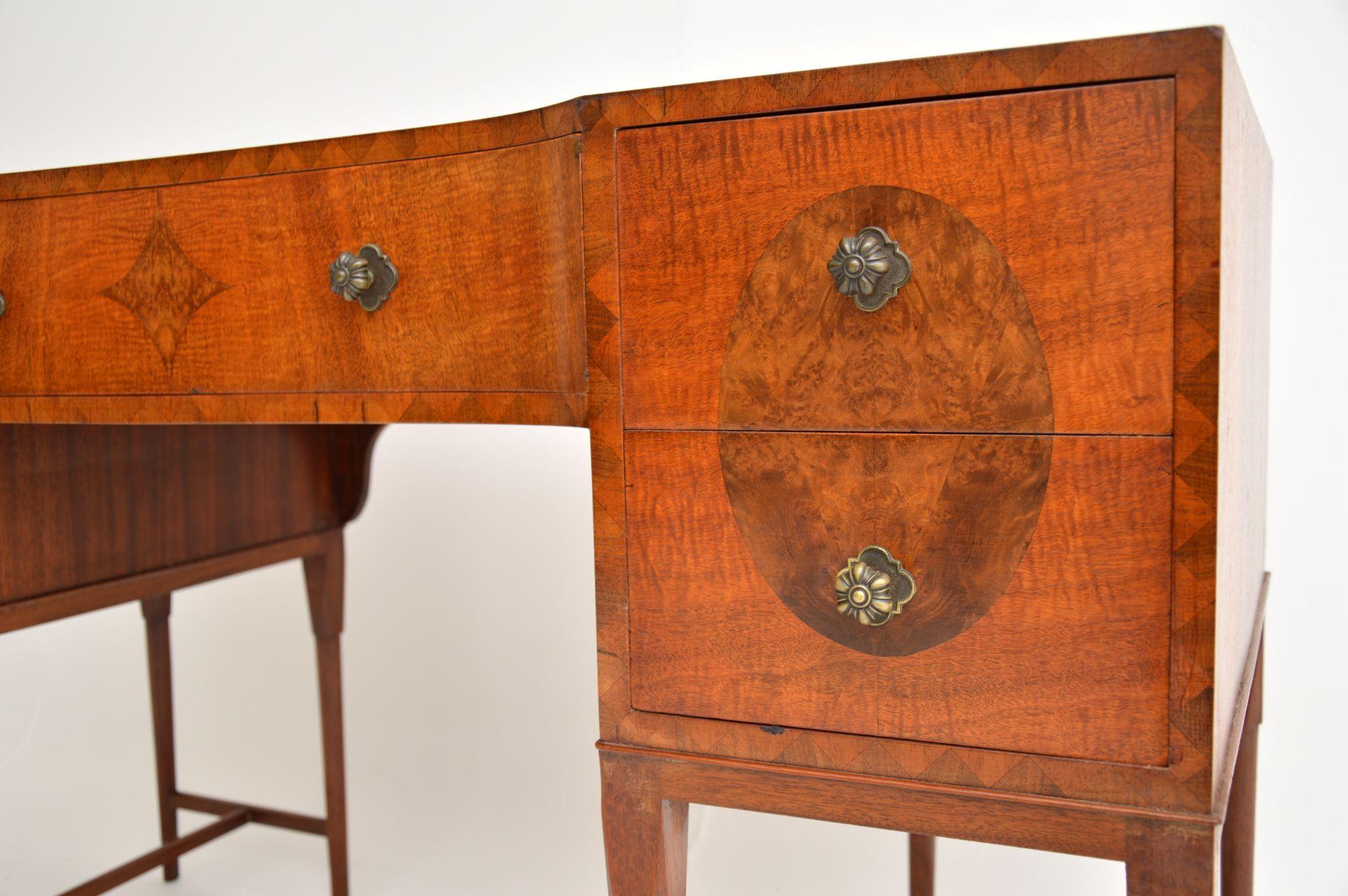 20th Century Antique Walnut & Leather Top Desk
