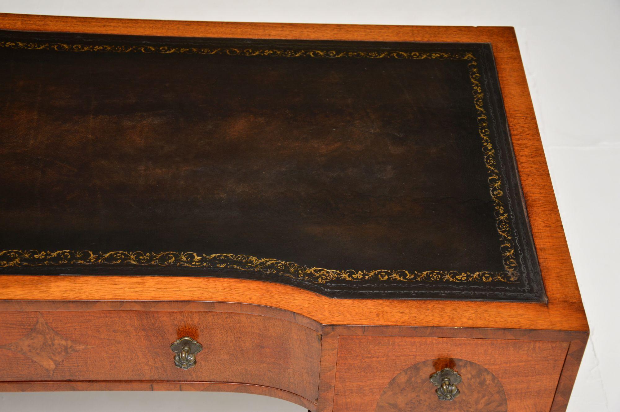 Antique Walnut & Leather Top Desk 1