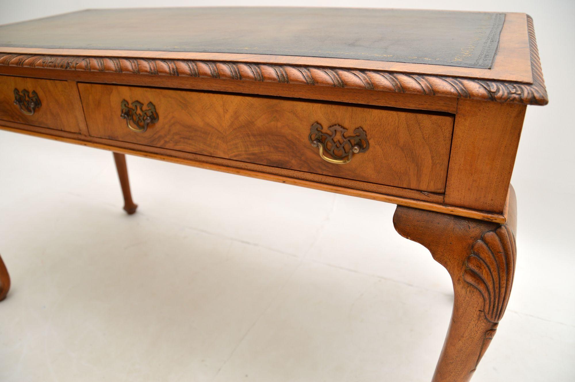 Antique Walnut Leather Top Writing Table / Desk 4