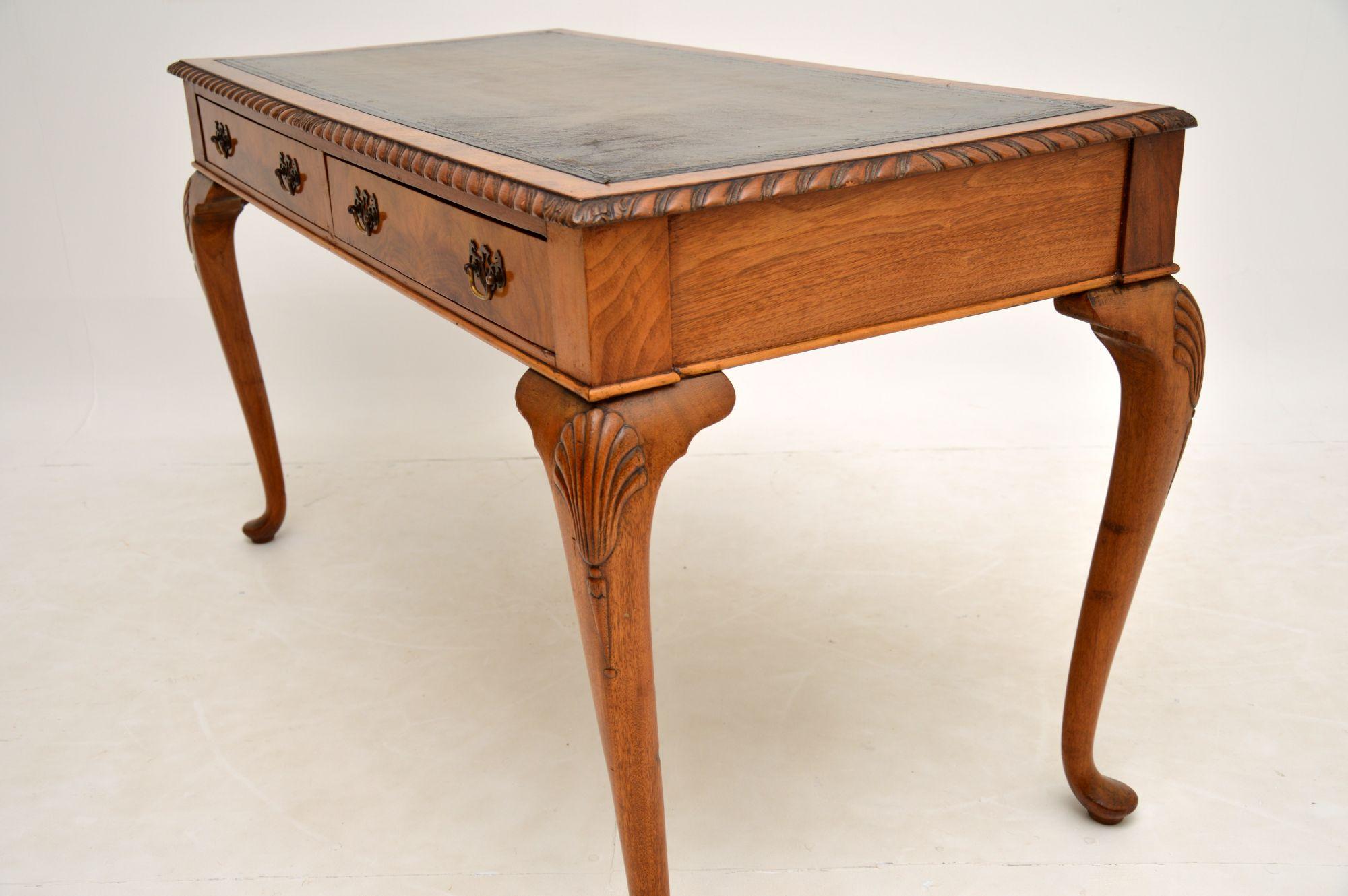 Antique Walnut Leather Top Writing Table / Desk 5