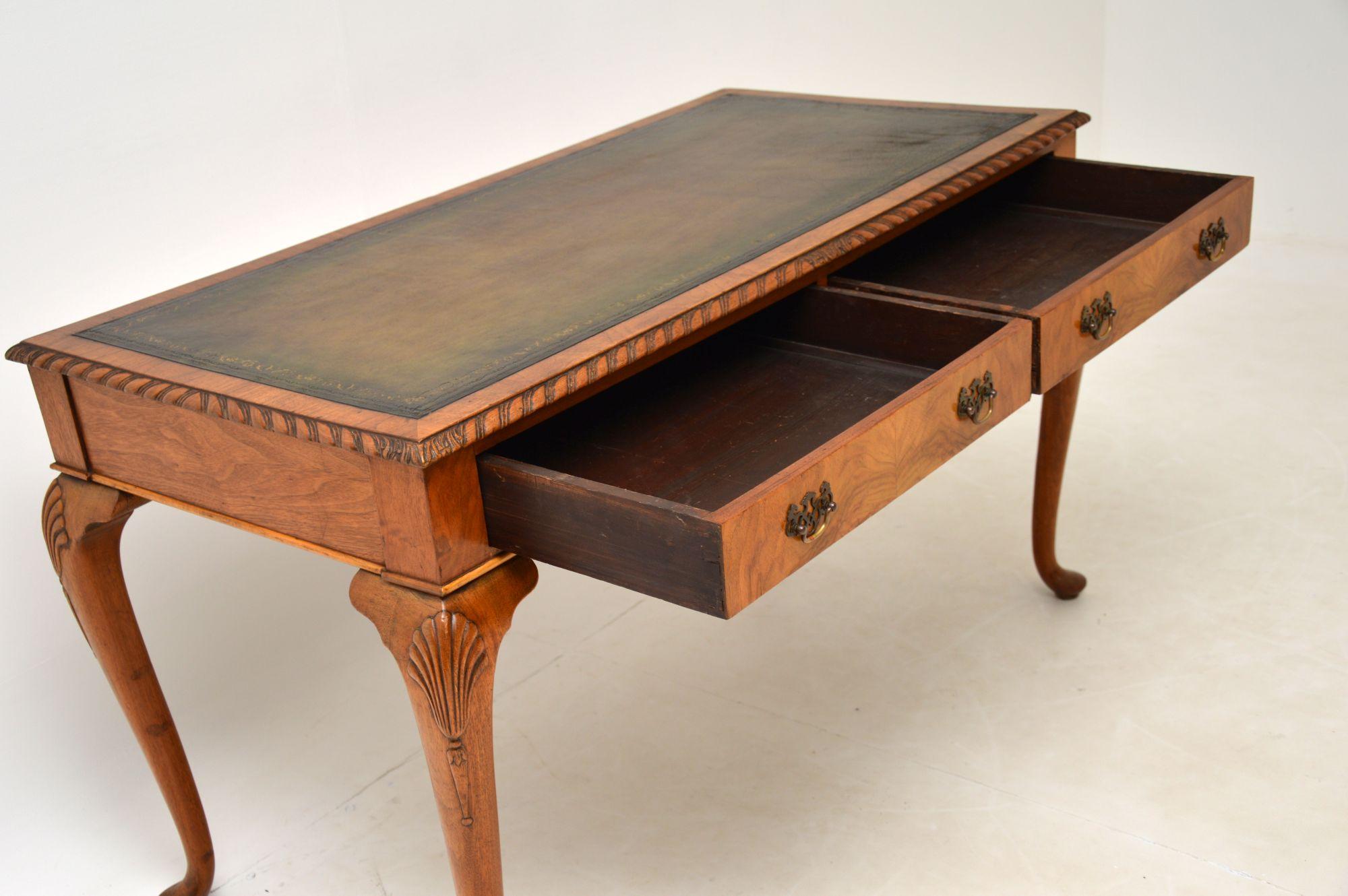Antique Walnut Leather Top Writing Table / Desk 2