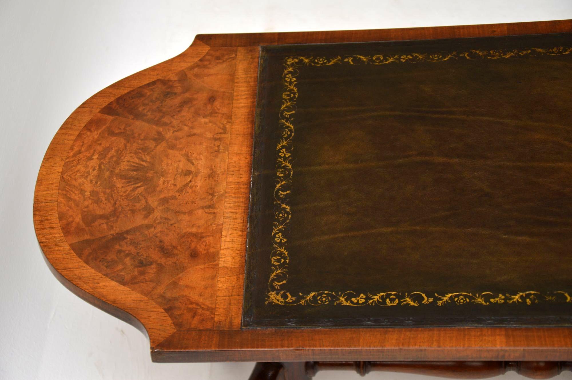 Antique Walnut Leather Topped Coffee Table 1