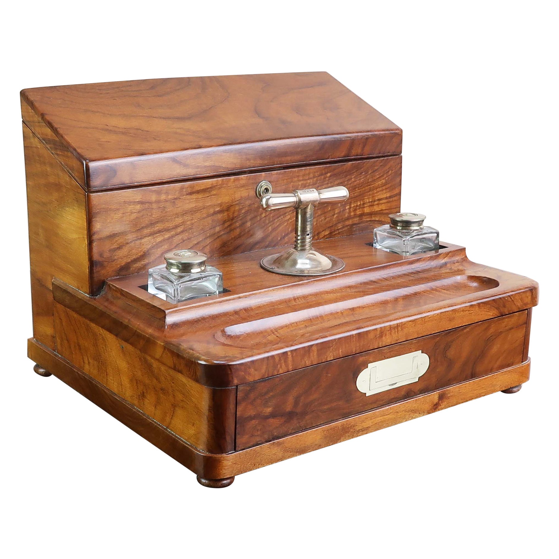 Antique Walnut Letter Box And Copying Press By Mordan. English Dated 1856 in vendita