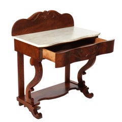 Antique Walnut Marble Top Washstand with Backsplash C1870