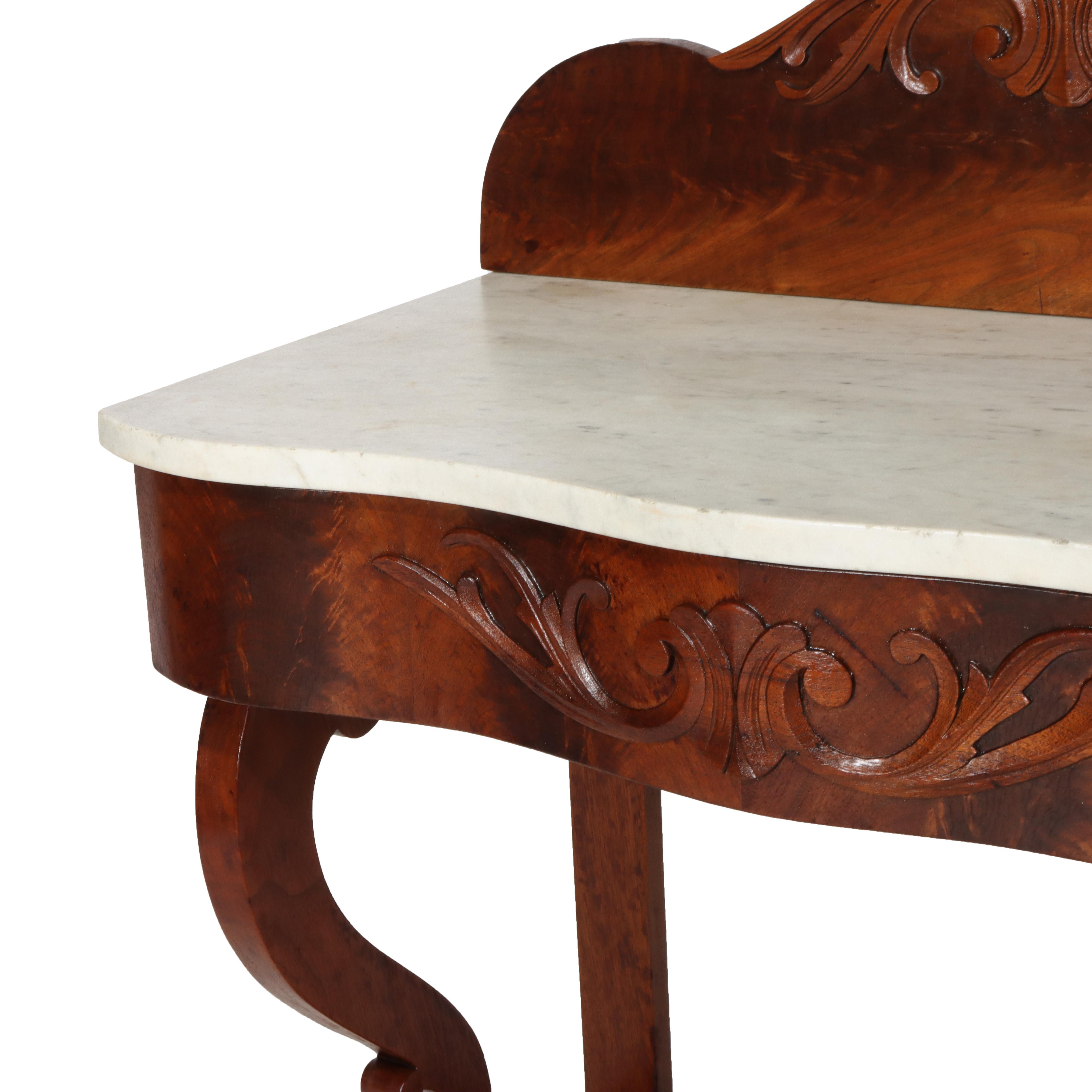 Antique Walnut Marble Top Washstand with Backsplash C1870 For Sale 1