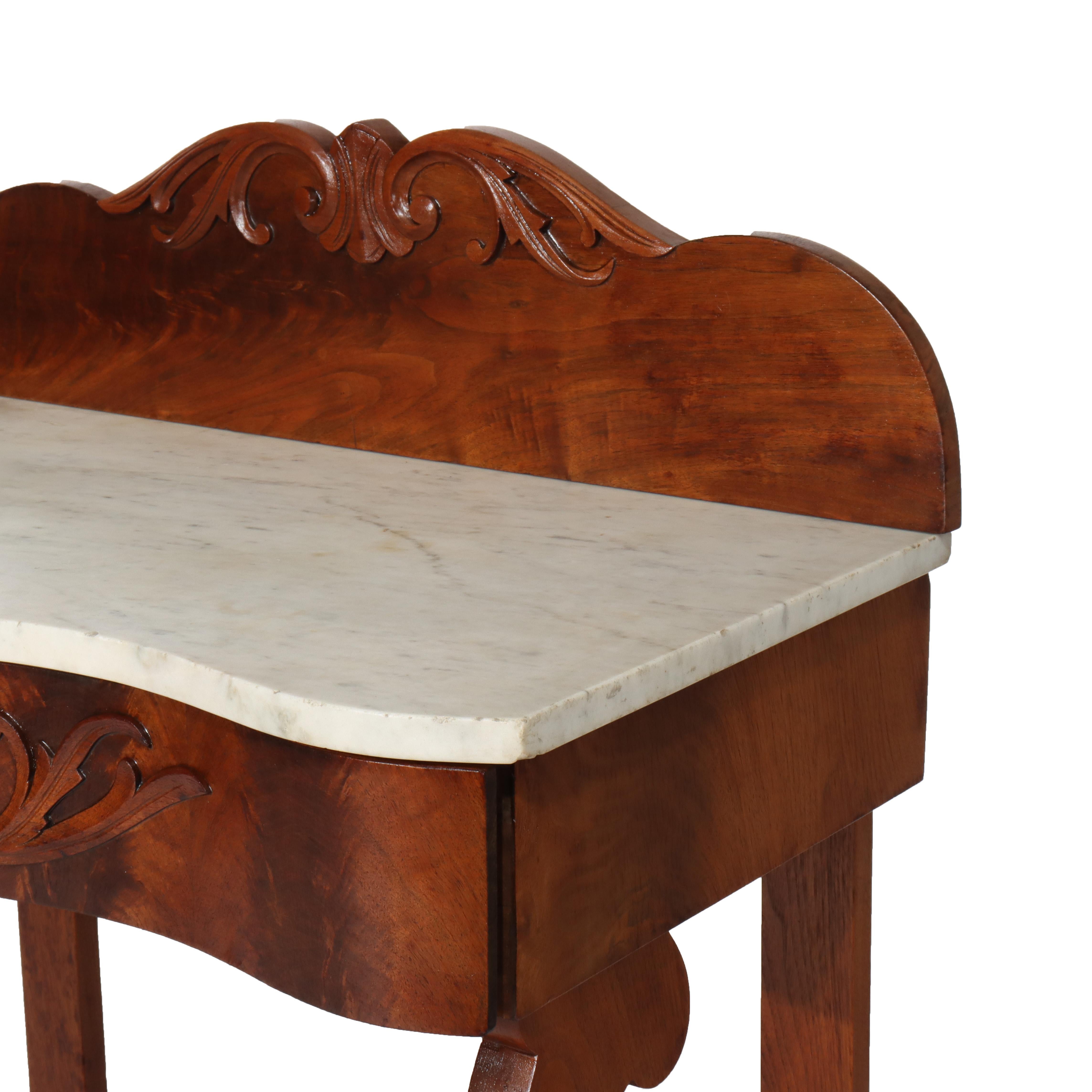 Antique Walnut Marble Top Washstand with Backsplash C1870 For Sale 2