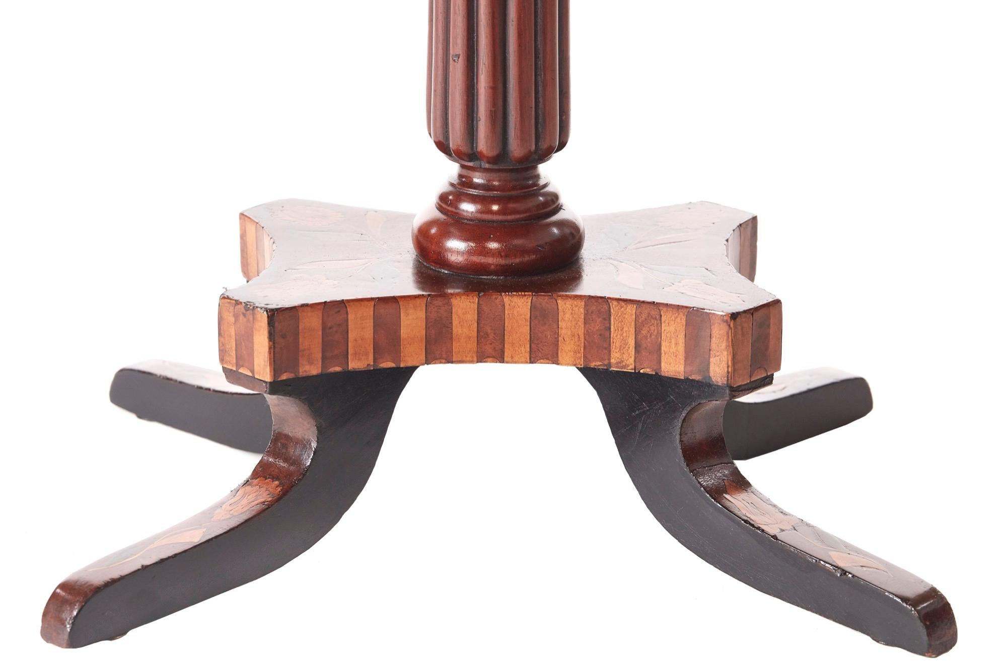 Antique Walnut Marquetry Inlaid Lamp Table For Sale 4