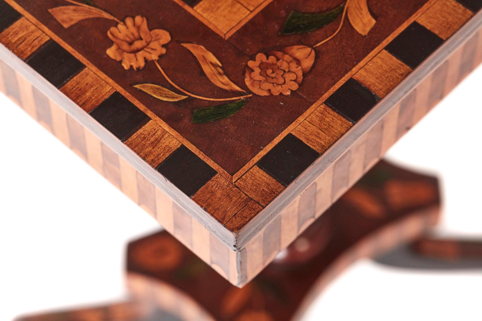 Antique Walnut Marquetry Inlaid Lamp Table For Sale 1