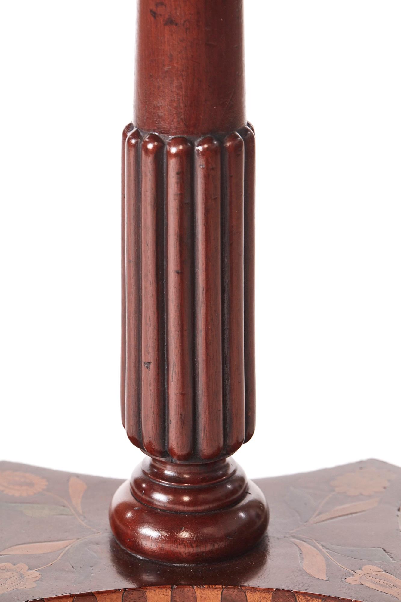 Antique Walnut Marquetry Inlaid Lamp Table For Sale 2