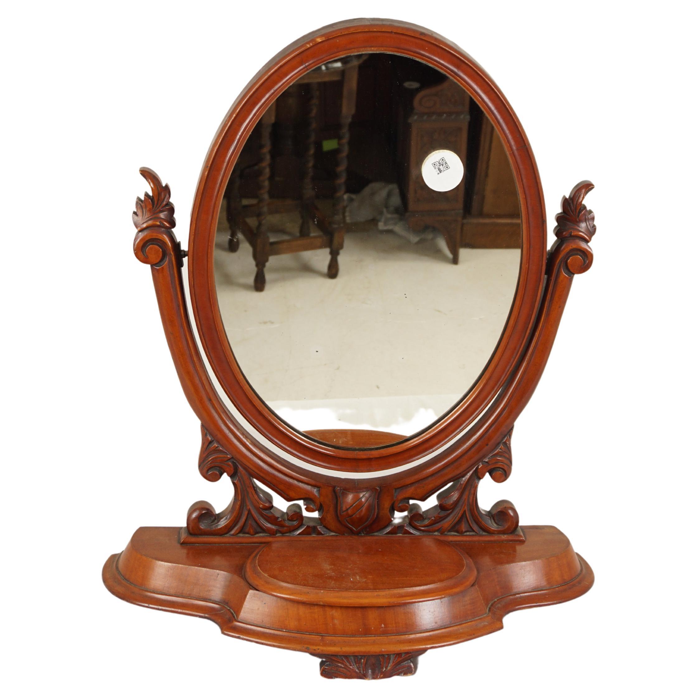 Antique Walnut Mirror, Victorian Walnut Dressing Mirror, Scotland 1880, H1065