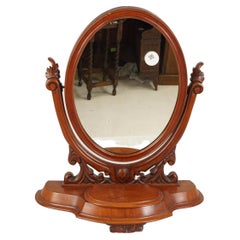 Antiker Spiegel aus Nussbaumholz, viktorianischer Kommodenspiegel aus Nussbaumholz, Schottland 1880, H1065