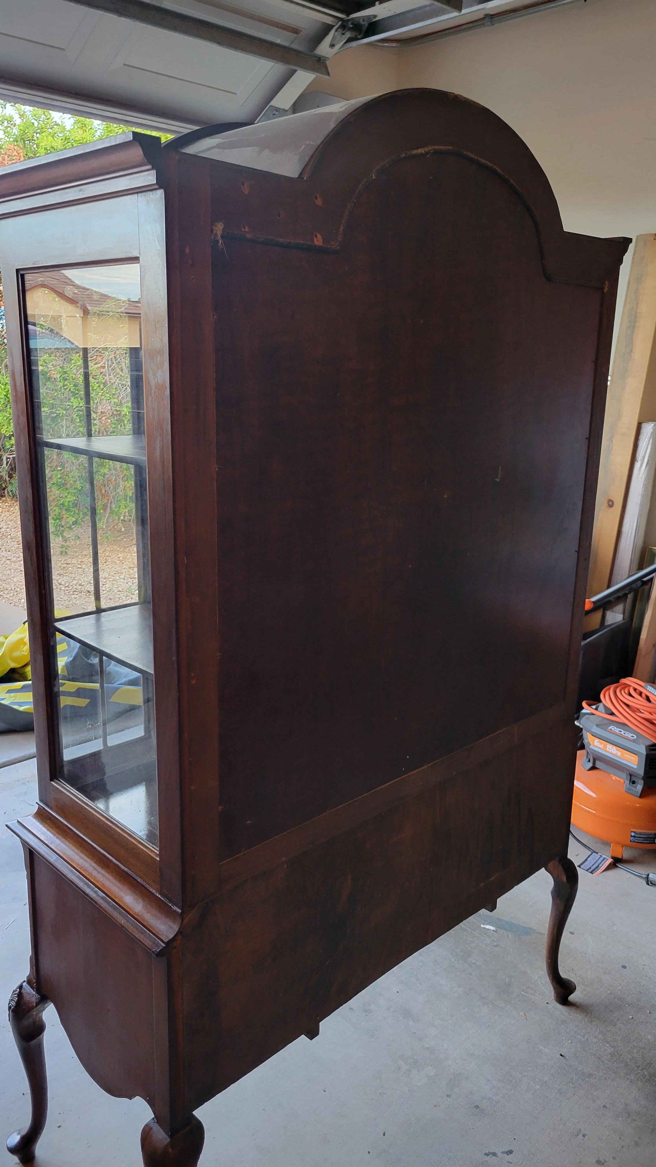 19th Century Antique Walnut Mirrored China Cabinet For Sale