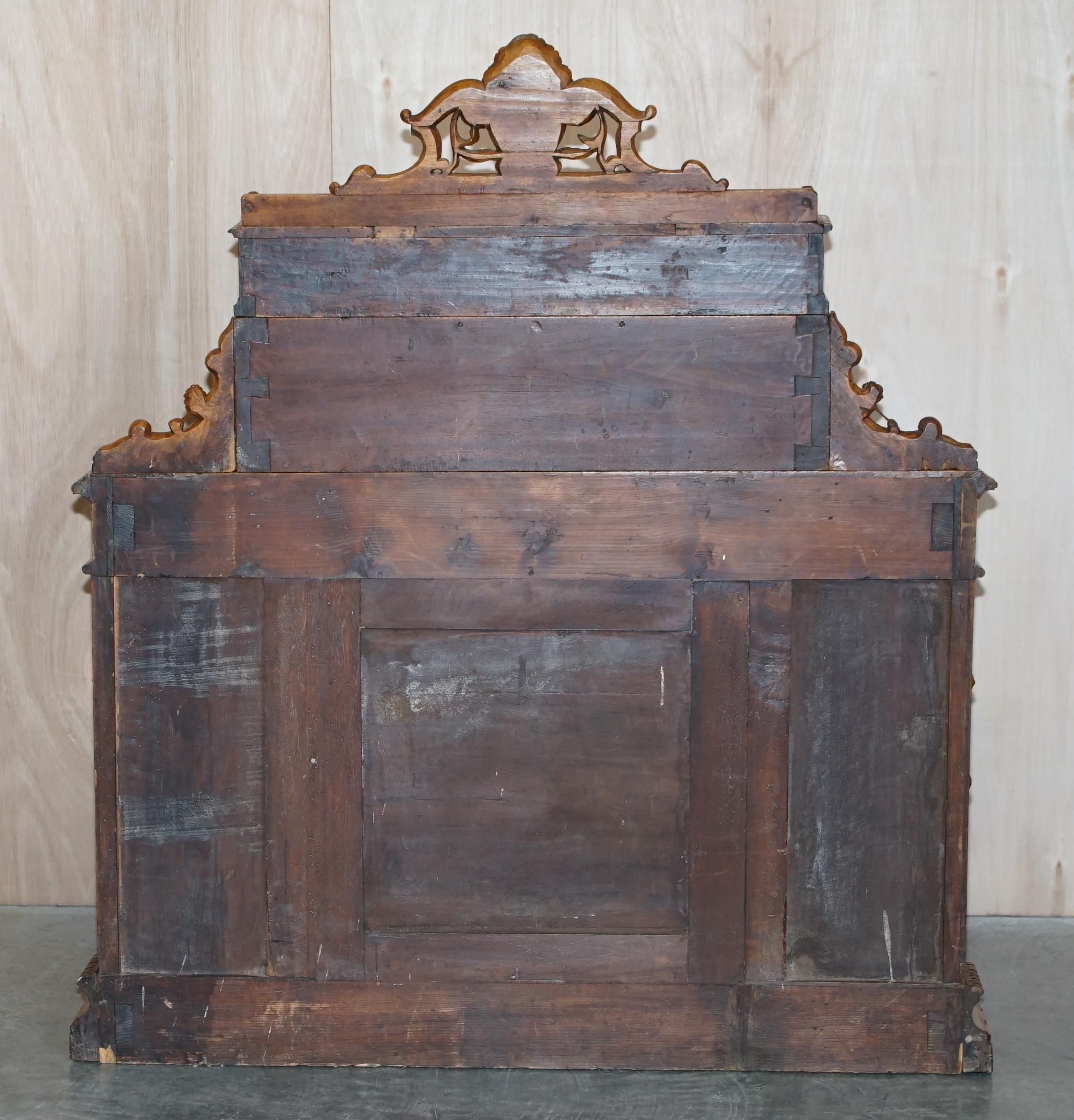 Antique Walnut Museum Quality Exhibition Hand Carved Italian Davenport Desk 6