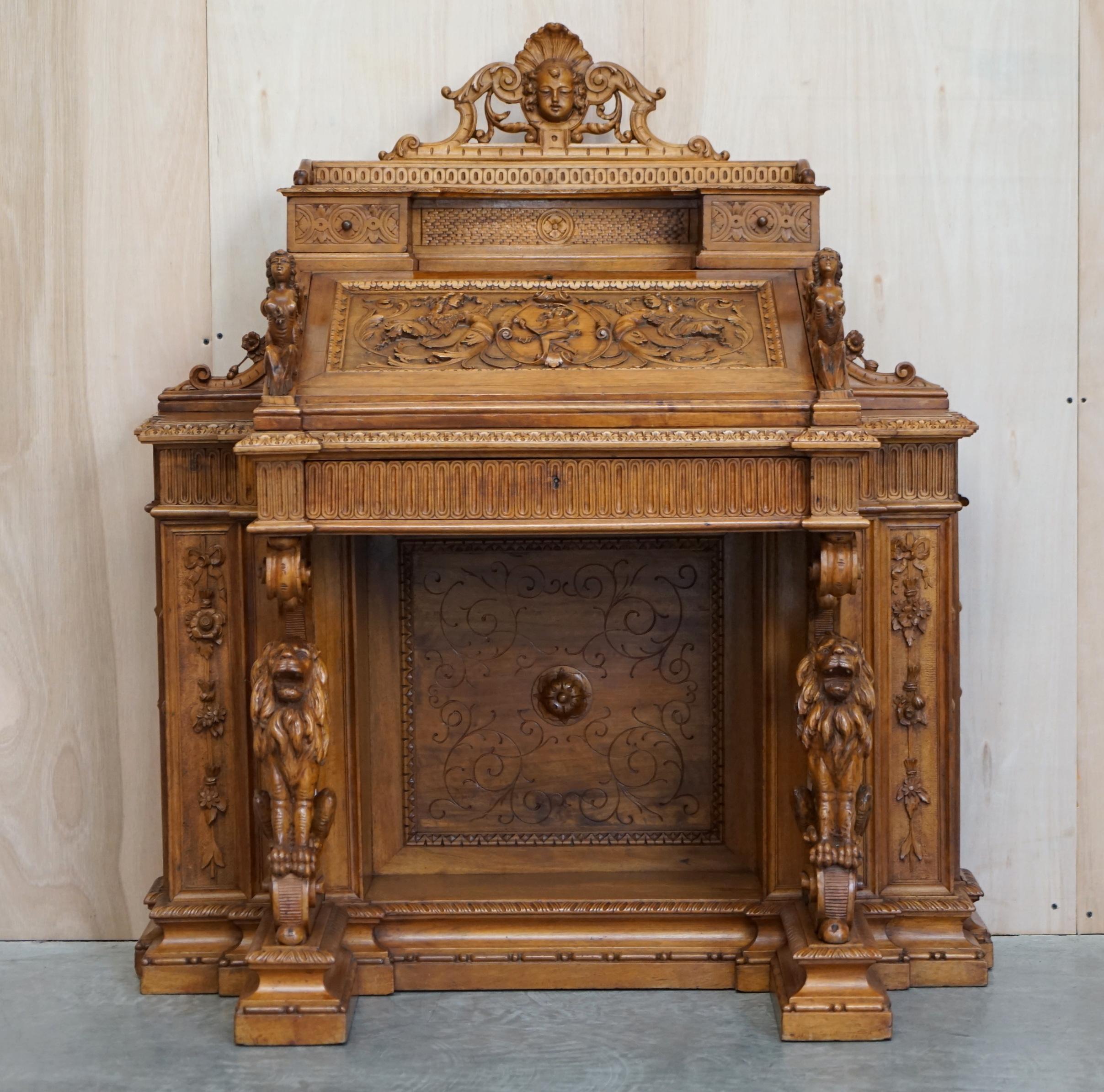 We are delighted to offer for sale this absolutely stunning, exhibition / museum quality, hand carved Italian davenport desk

A truly stunning and well made piece, this would have been made for an exhibition to show off the cabinet makers skill, I