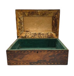 Antique Walnut Needlework Box with Inlaid Satinwood and Ebony Roping
