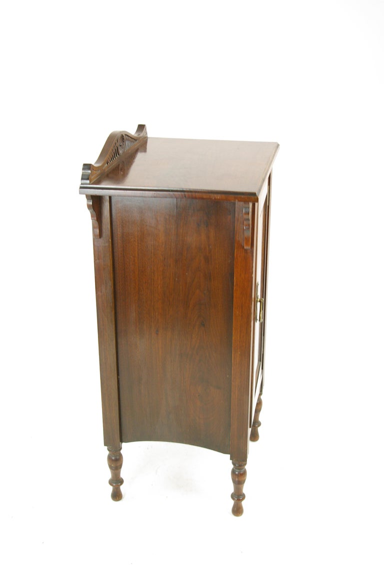 Antique Walnut Night Stand, Tall Bedside Lamp Table, Scotland, 1870s