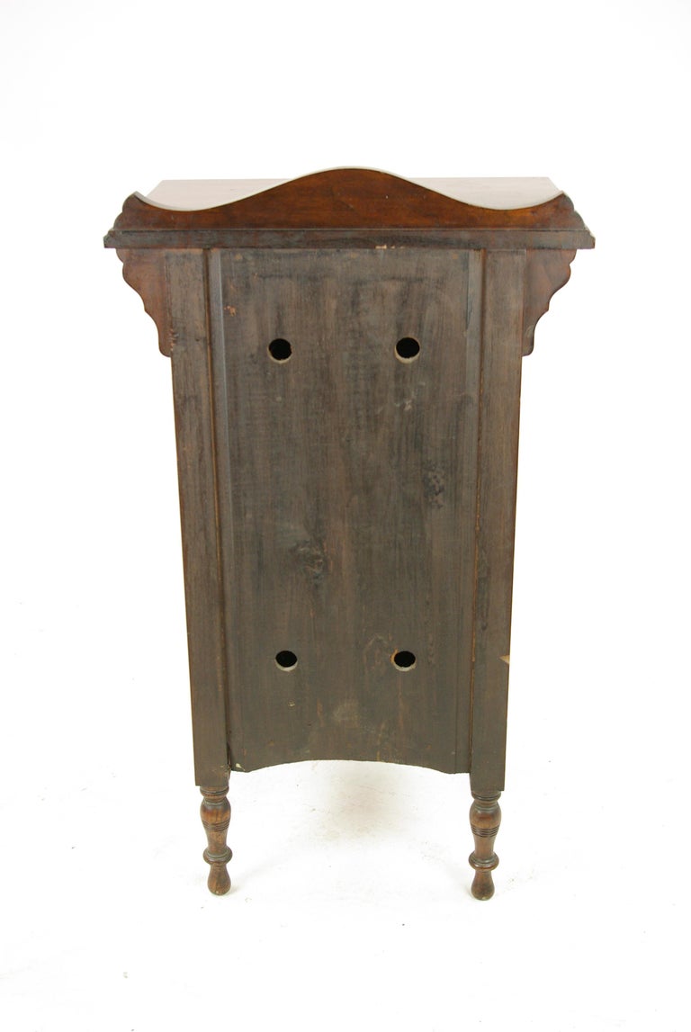 Antique Walnut Night Stand, Tall Bedside Lamp Table, Scotland, 1870s