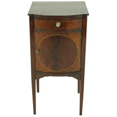 Antique Walnut Nightstand, Edwardian Inlaid Lamp Table, Scotland 1910, B1844