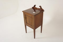 Antique Walnut Nightstand, Inlaid Walnut Bedside Table, Scotland 1900, H1084