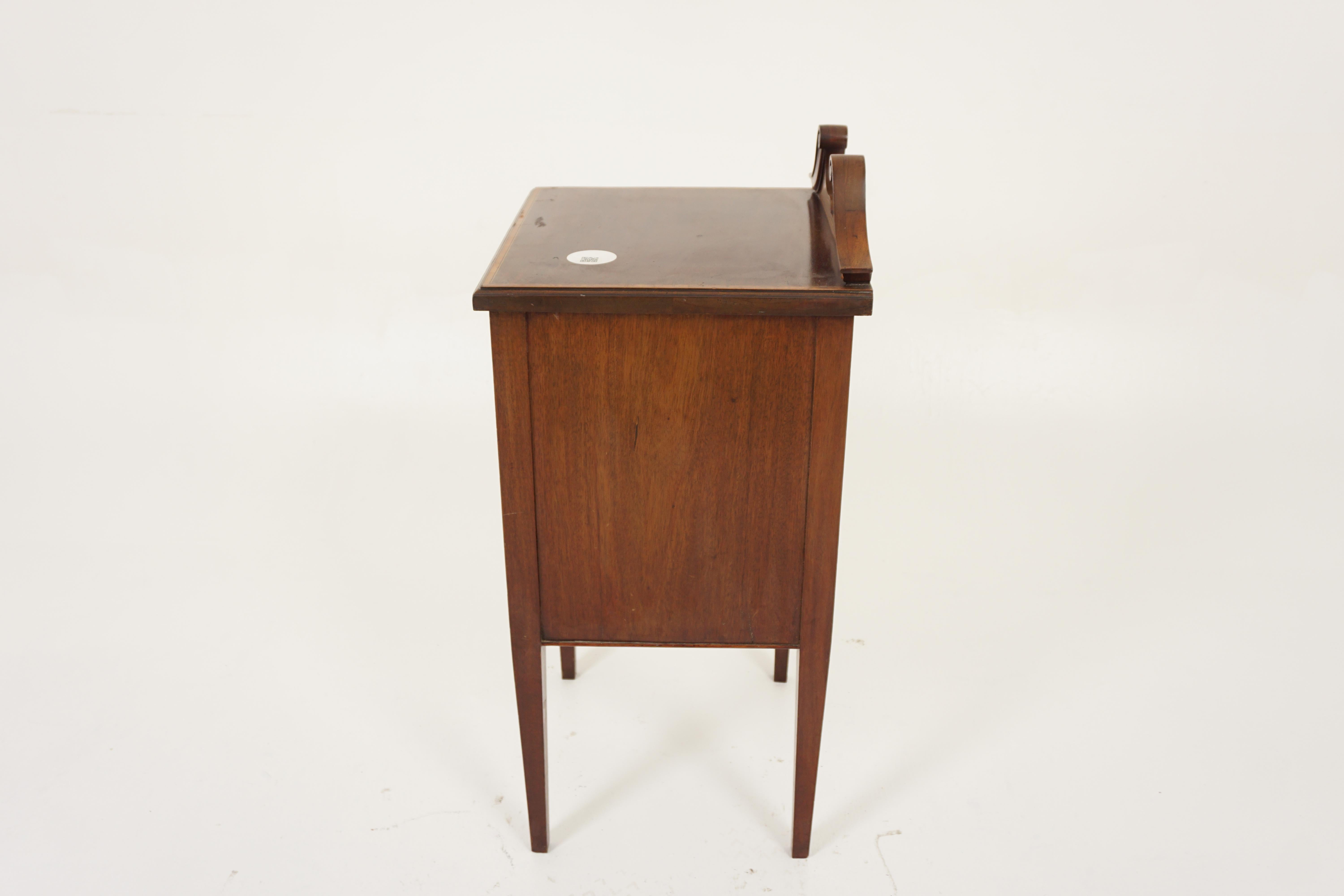 Early 20th Century Antique Walnut Nightstand, Inlaid Walnut Bedside Table, Scotland 1900, H1084 For Sale