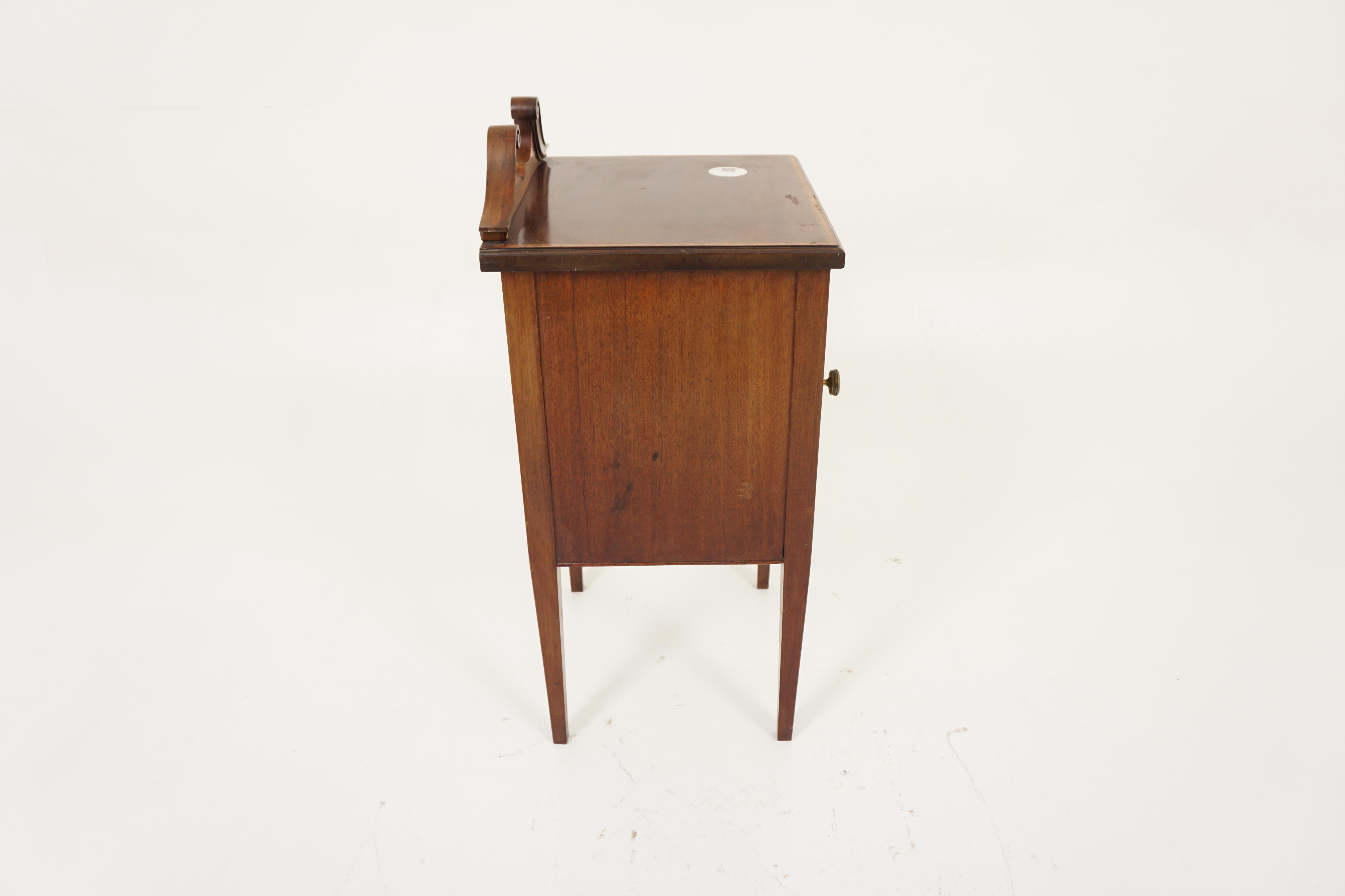 Antique Walnut Nightstand, Inlaid Walnut Bedside Table, Scotland 1900, H1084 For Sale 1