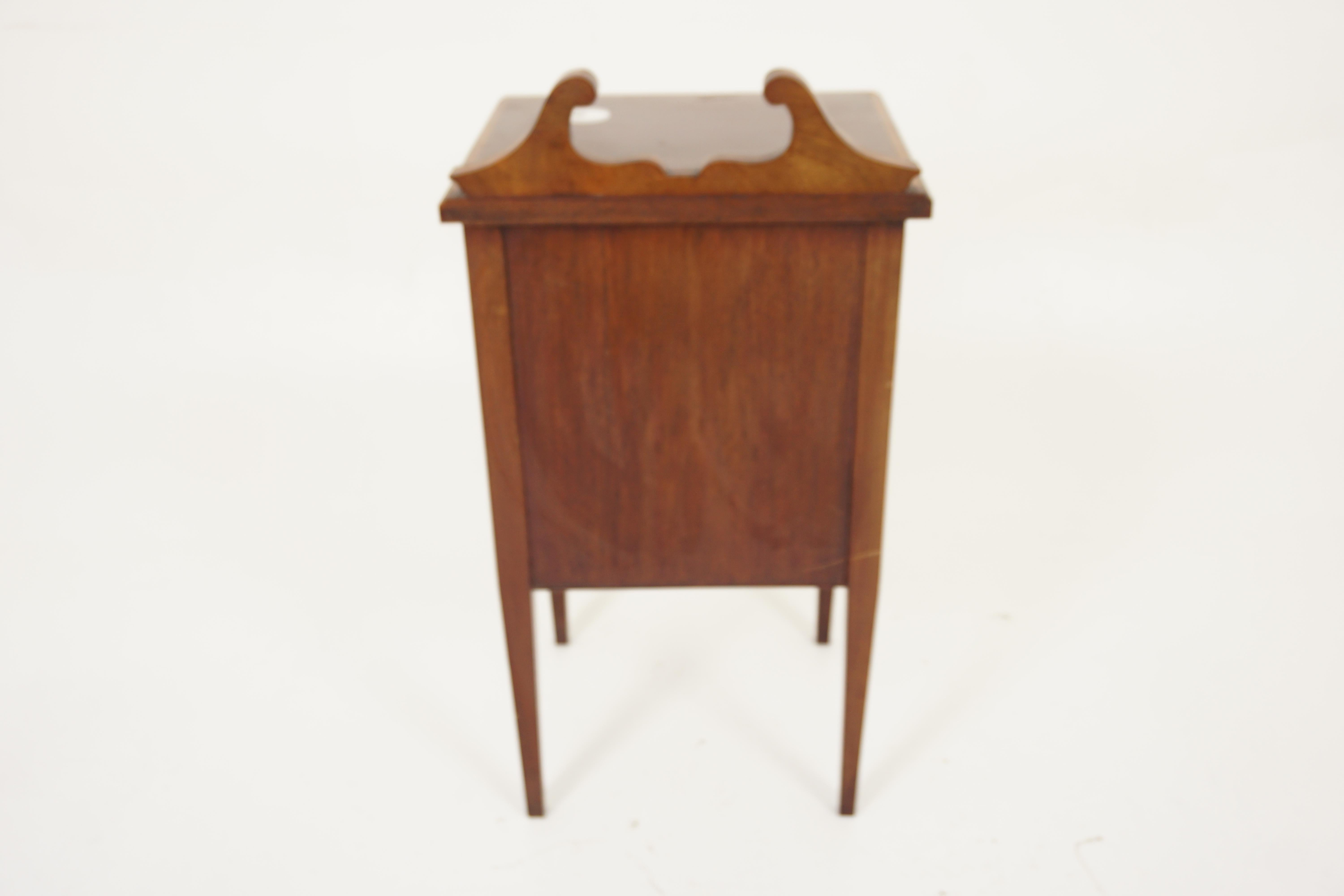 Antique Walnut Nightstand, Inlaid Walnut Bedside Table, Scotland 1900, H1084 For Sale 2