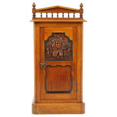 Antique Walnut Nightstand, Victorian Carved Lamp Table, Scotland 1880, B1745