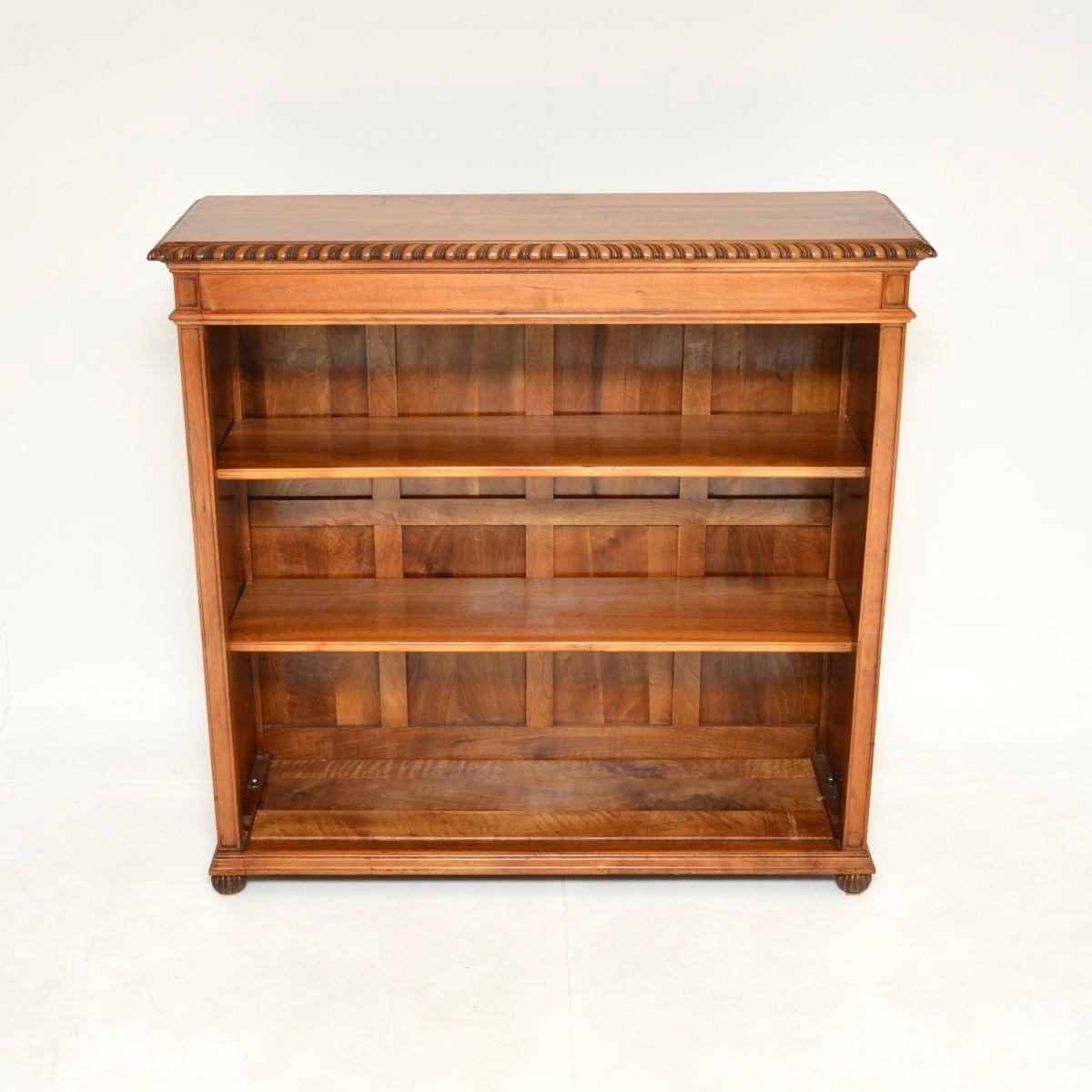 British Antique Walnut Open Bookcase For Sale