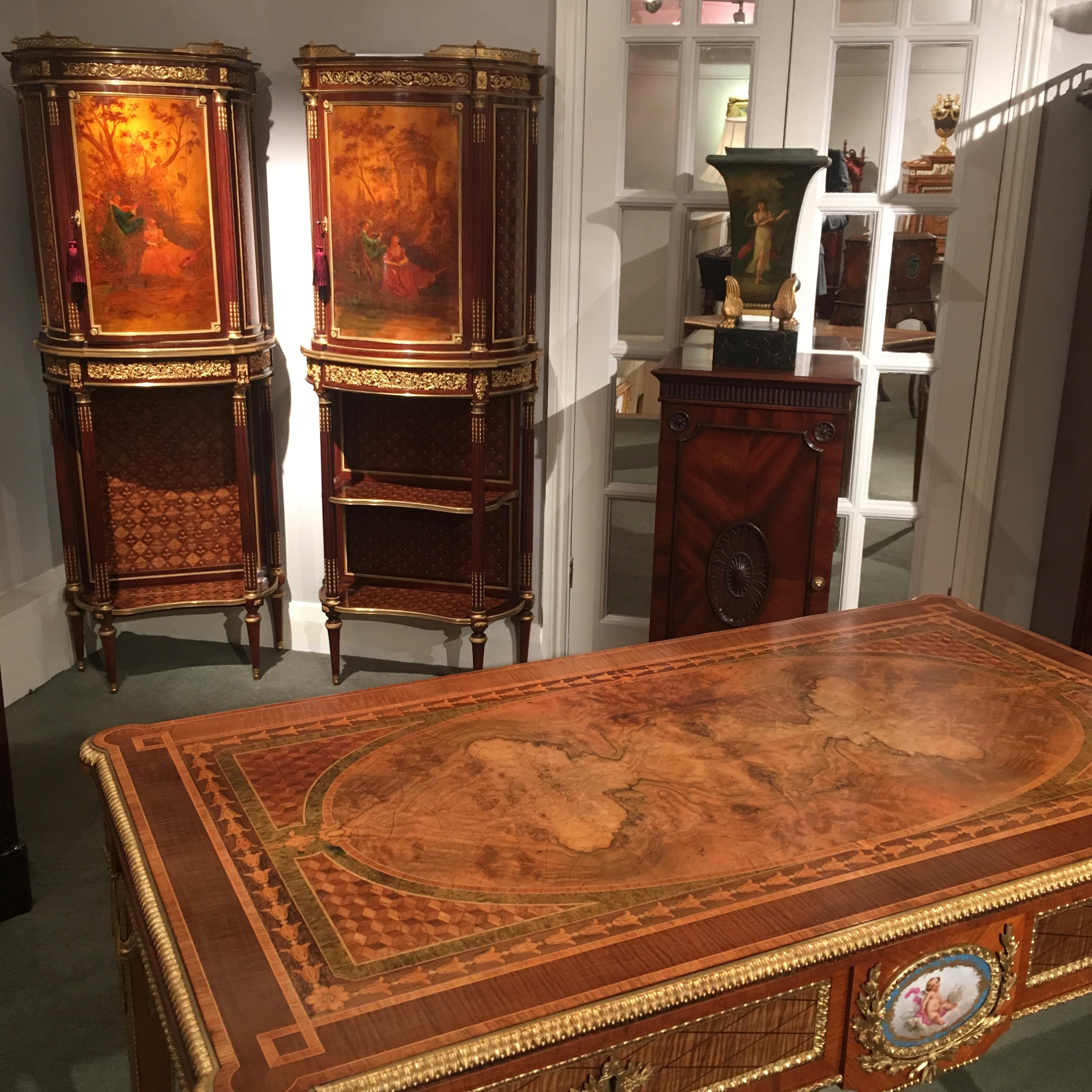 Antique Walnut, Ormolu, and Porcelain Table in the Louis XVI Style 2