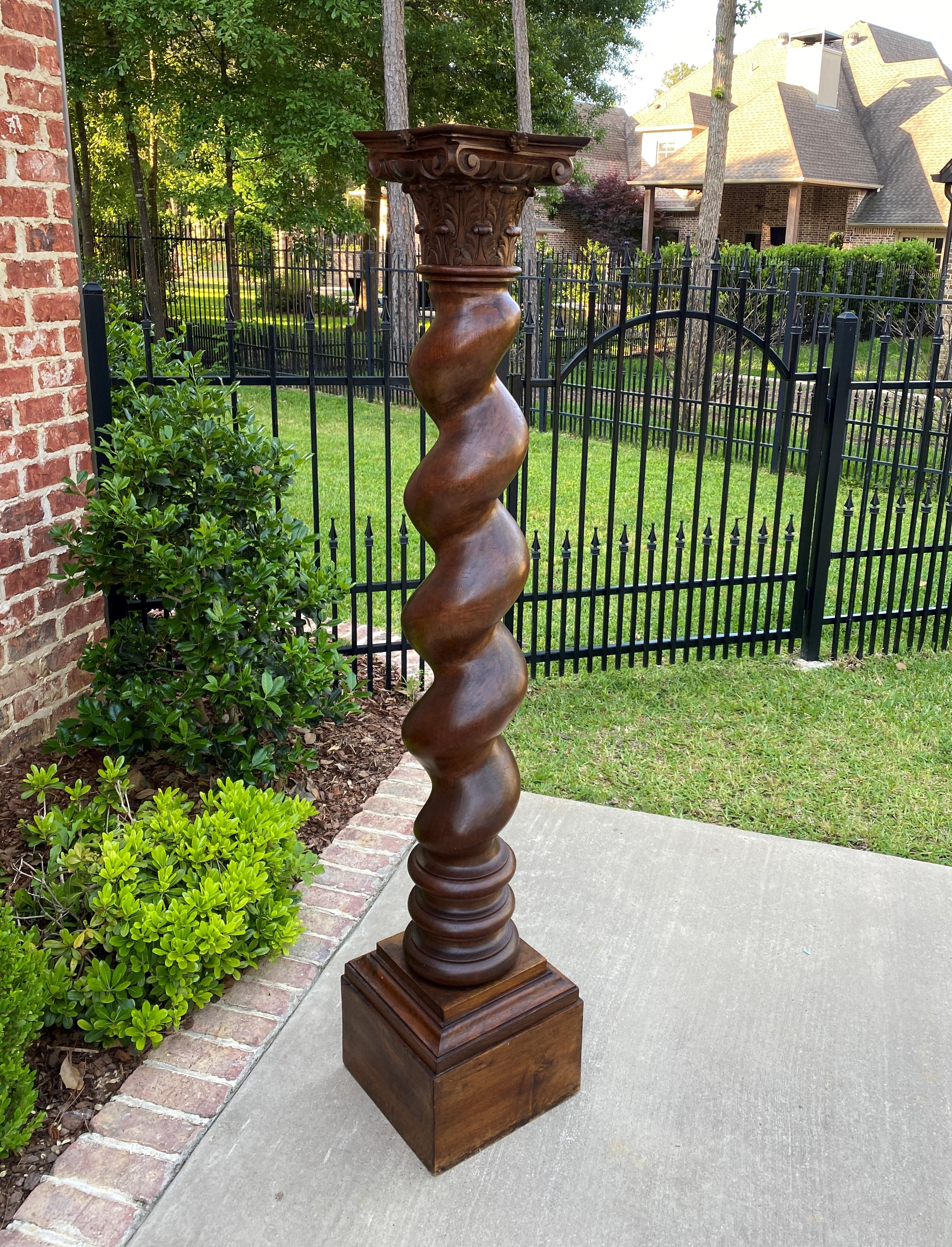 Outstanding Antique French Walnut Barley Twist Pedestal, Display Table or Plant Stand~~~Thick Barley Twist Post~~63