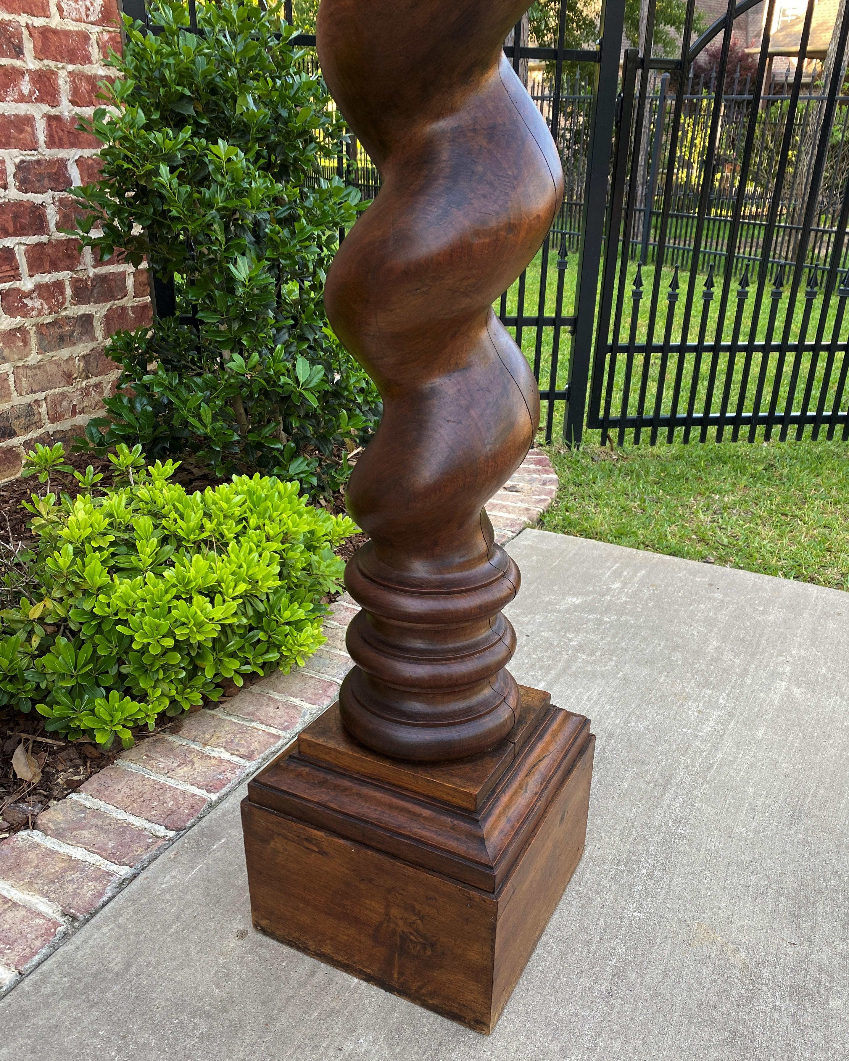 Antique Walnut Pedestal Plant Stand Bronze Display Table Barley Twist 3
