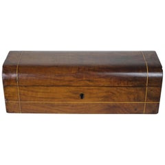 Antique Walnut Pencil Box with Satinwood String Inlay
