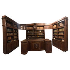 Used Walnut Pharmacy Cabinet with Counter and Clock, Dated 1844, Italy
