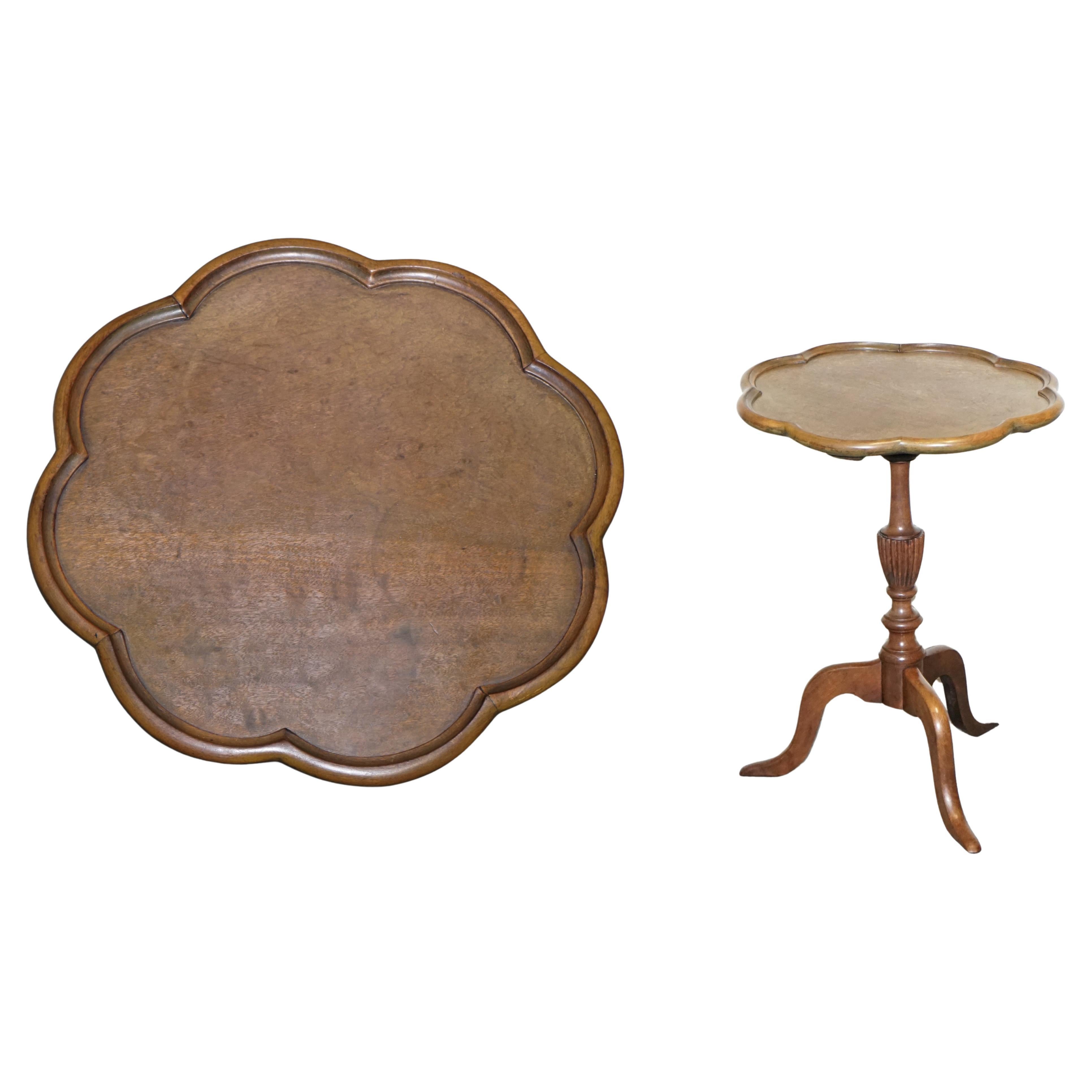 ANTIQUE WALNUT PIE CRUST WINE LAMP END SIDE OCCASIONAL TABLE WITH LOTS OF PATiNA