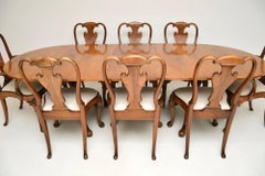 Antique Walnut Queen Anne Style Dining Table and Eight Chairs