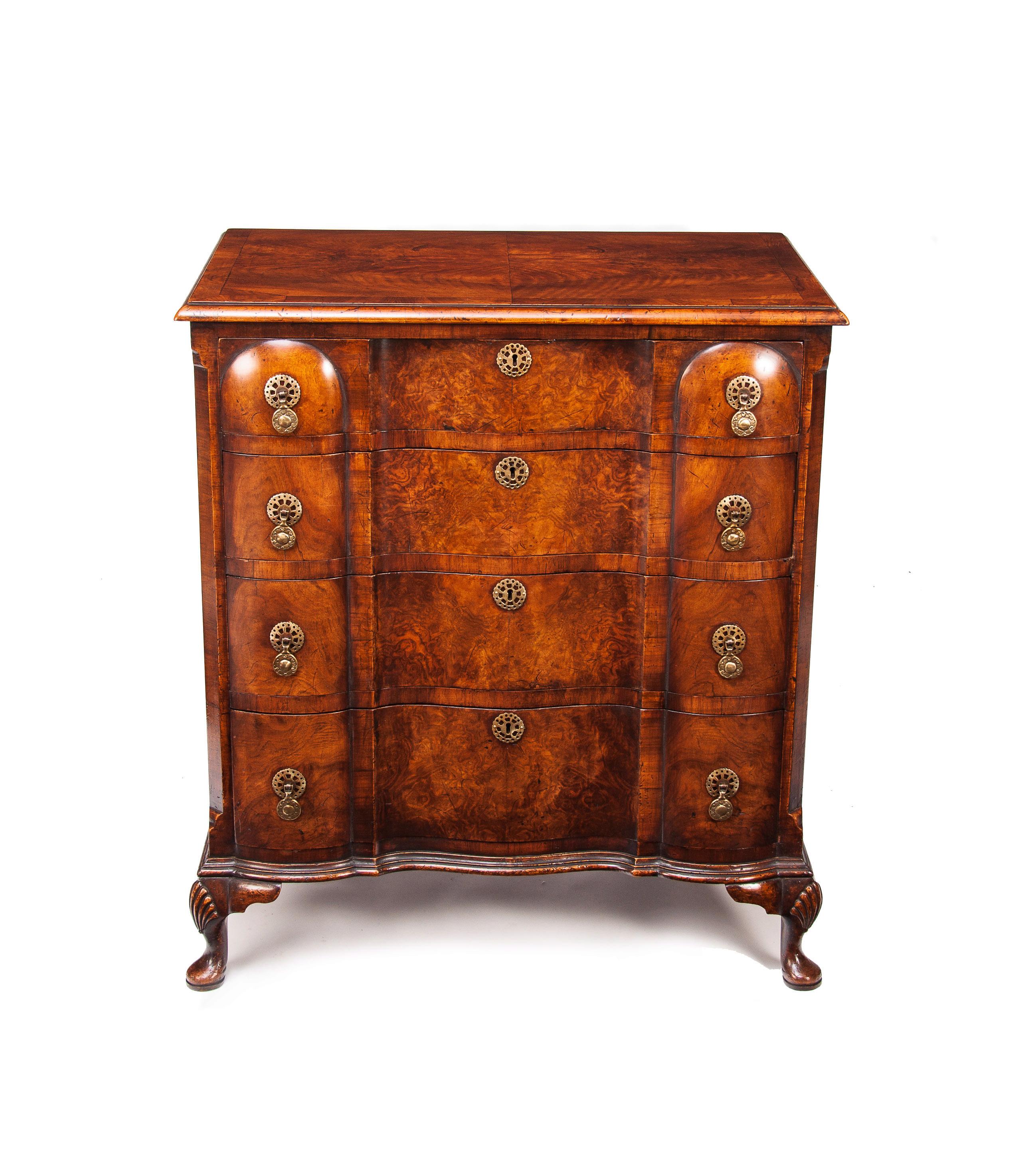 Antique Walnut Queen Anne Style Shaped Front Chest of Drawers 3