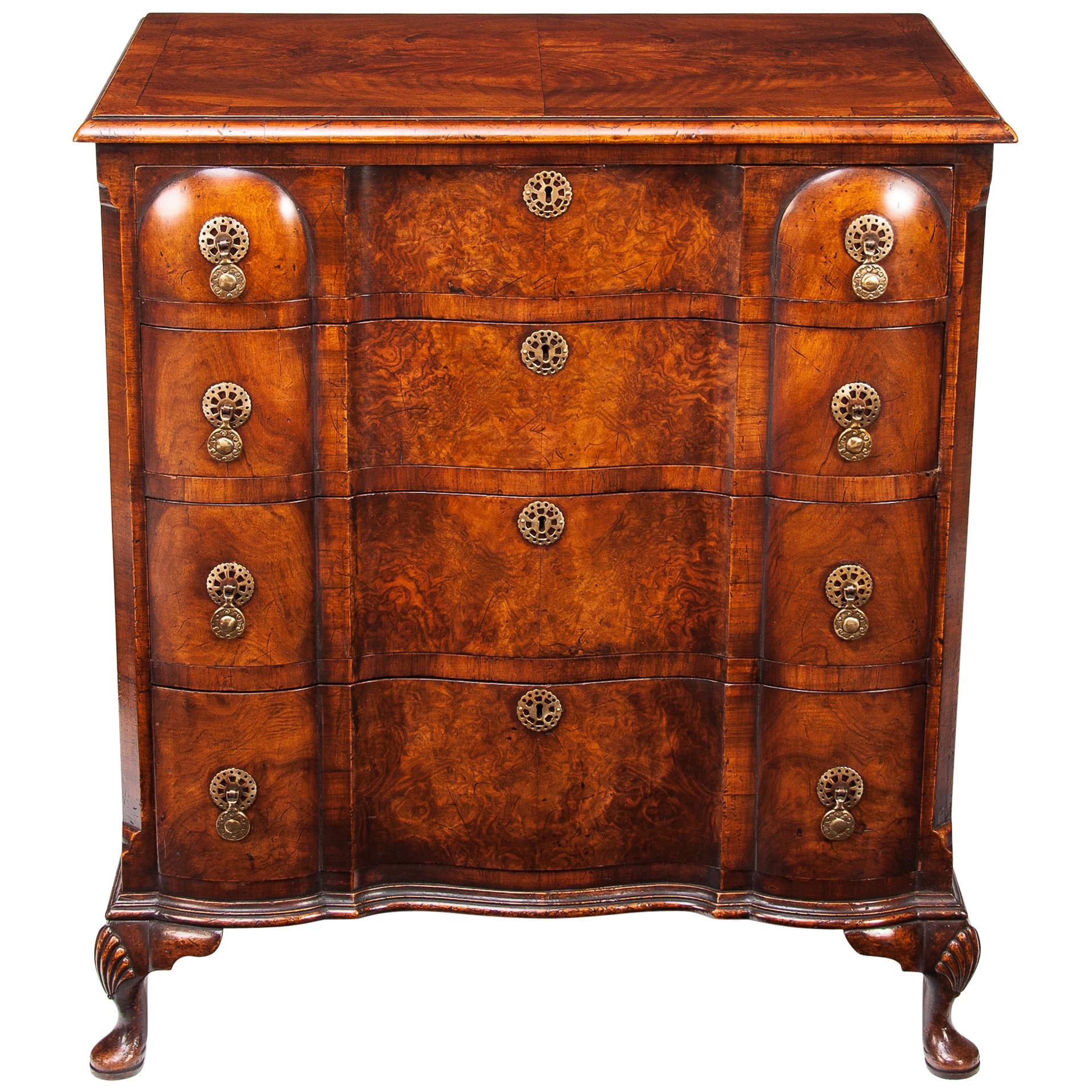 Antique Walnut Queen Anne Style Shaped Front Chest of Drawers